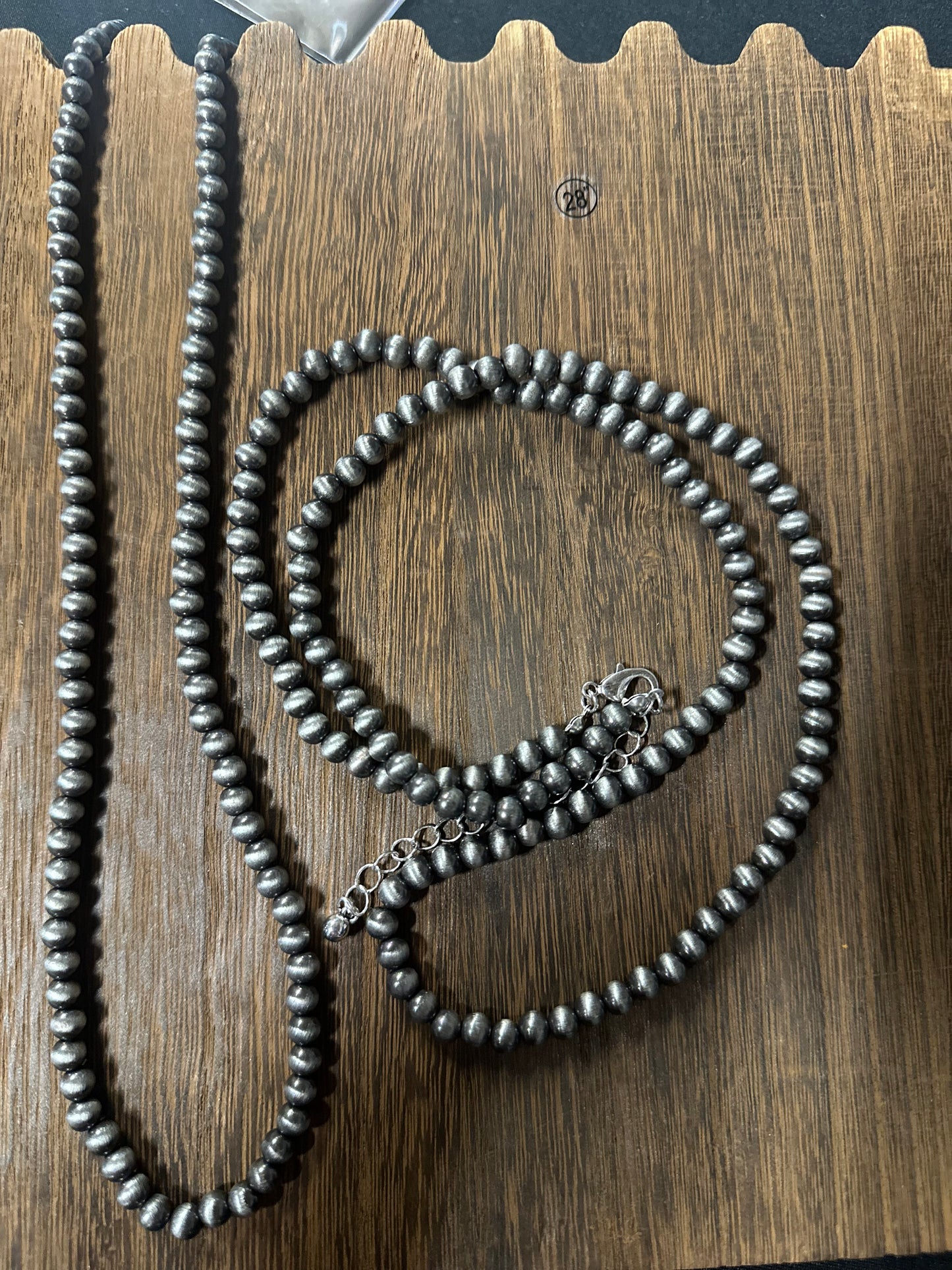 6mm Navajo style pearl necklace 28”