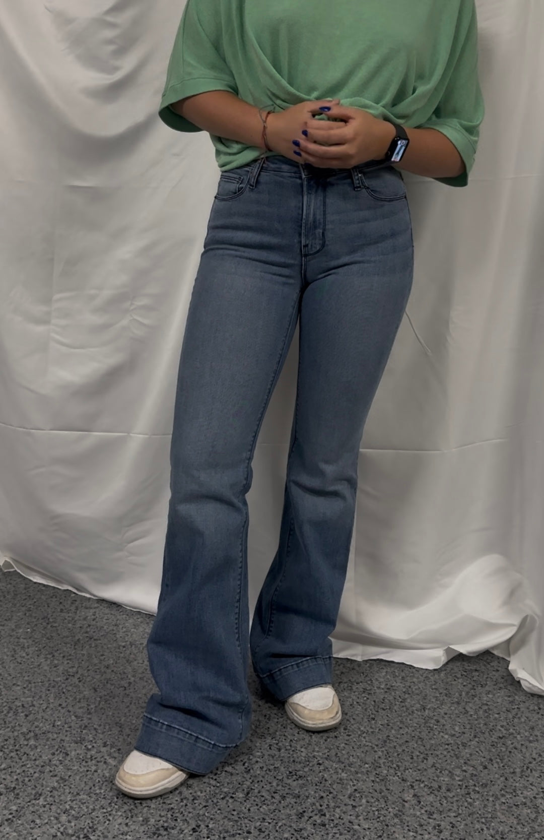 BELLA : Trouser Flare (Vintage Blue) Navy Stitch Haala Denim