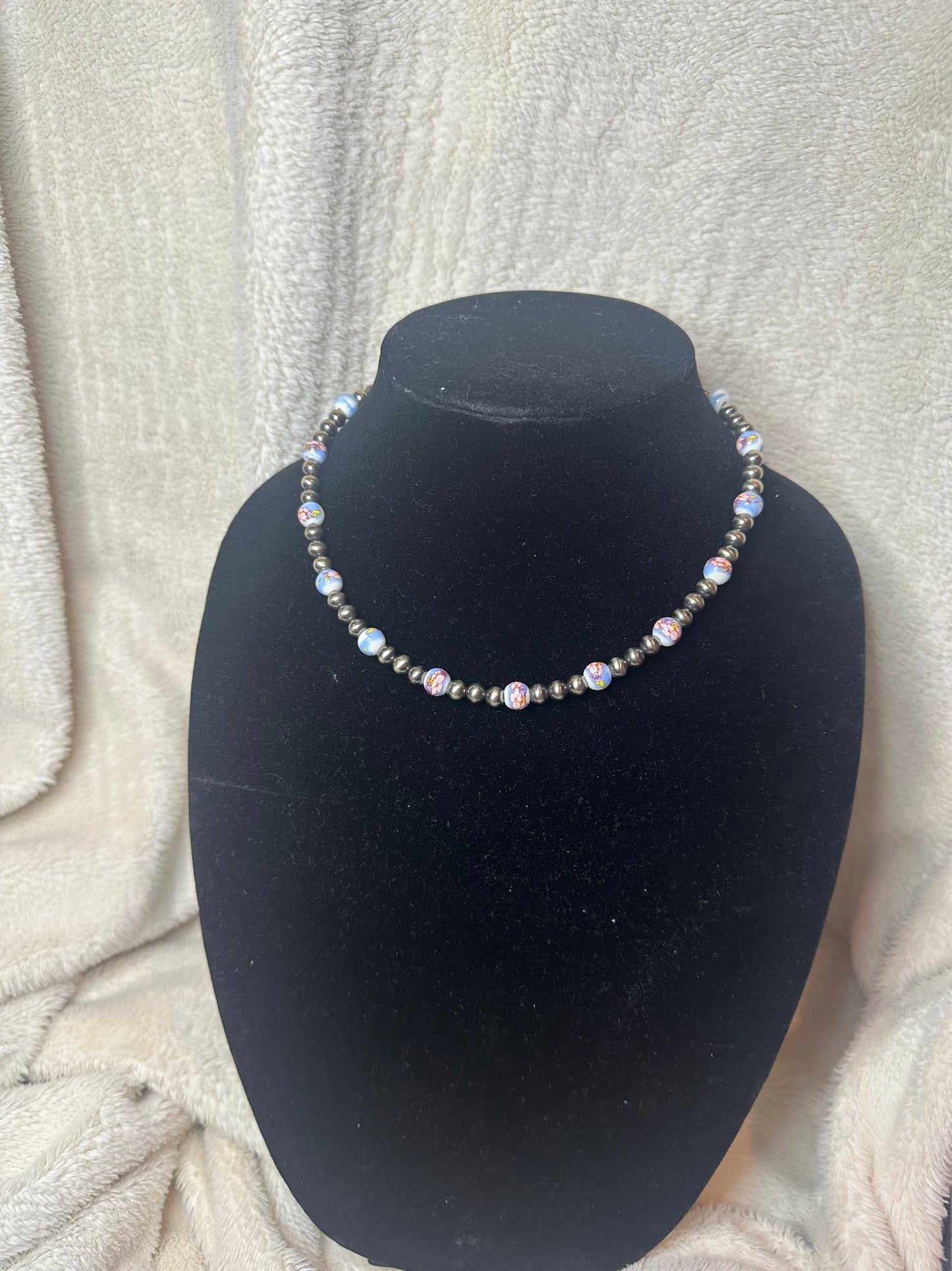 6mm sterling pearls 8mm ceramic beaded necklace