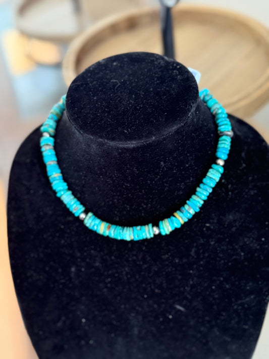Turquoise stone x sterling necklace
