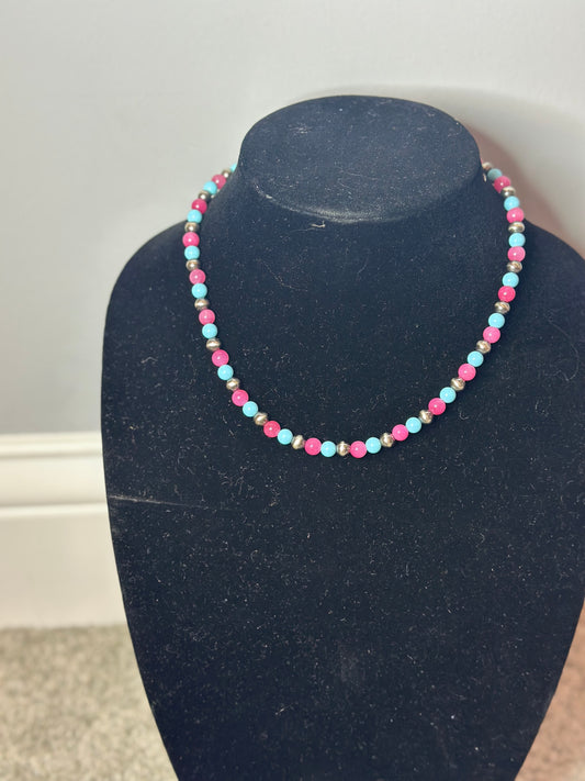6mm sleeping beauty / mashan fuchsia necklace
