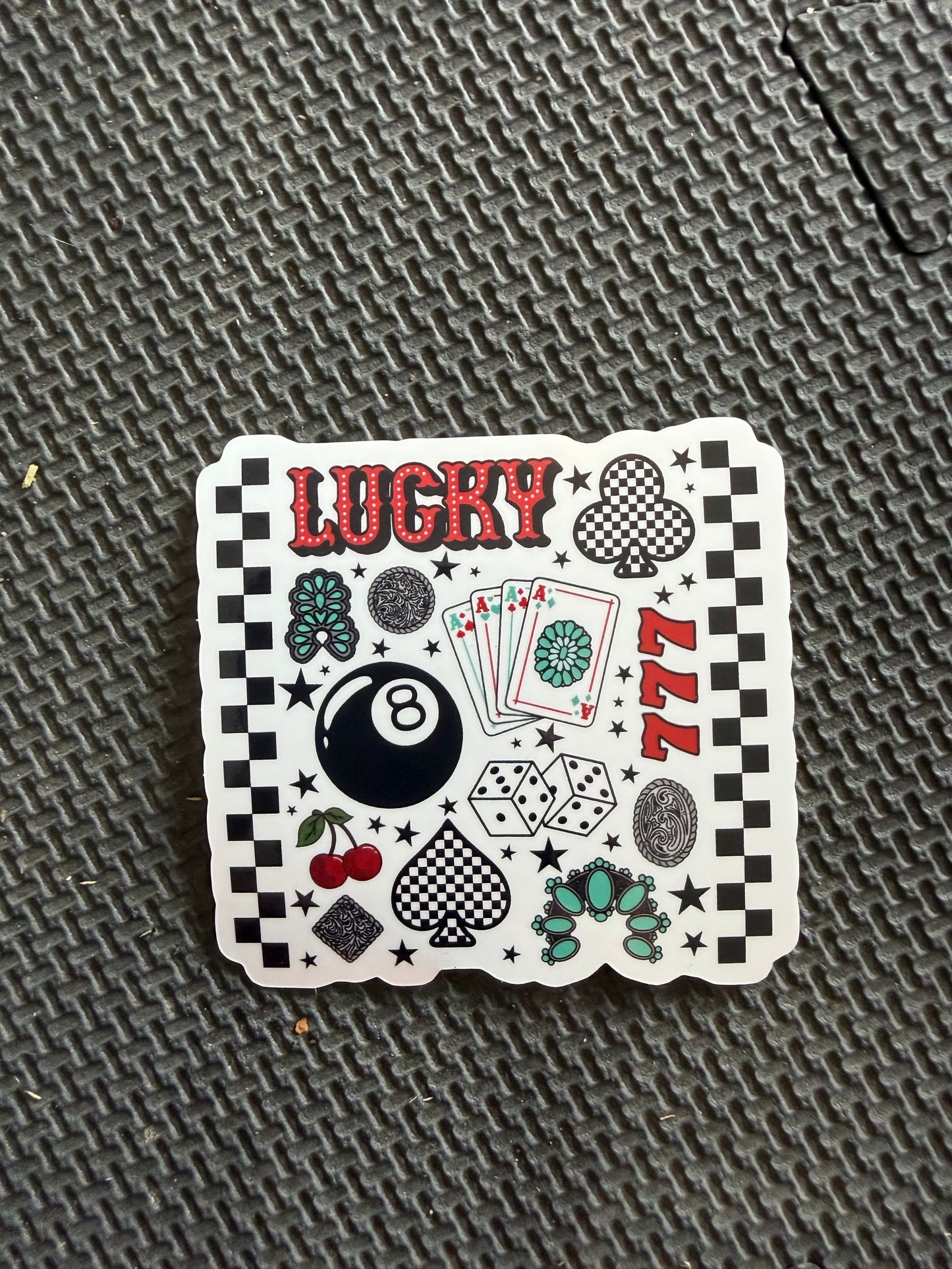 lucky - retro die cut sticker