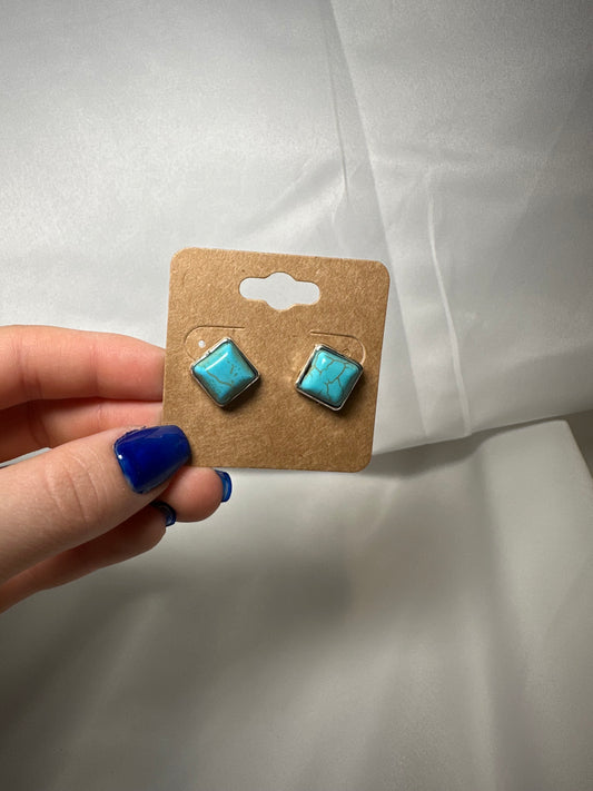 Western Design Stone Stud Earrings