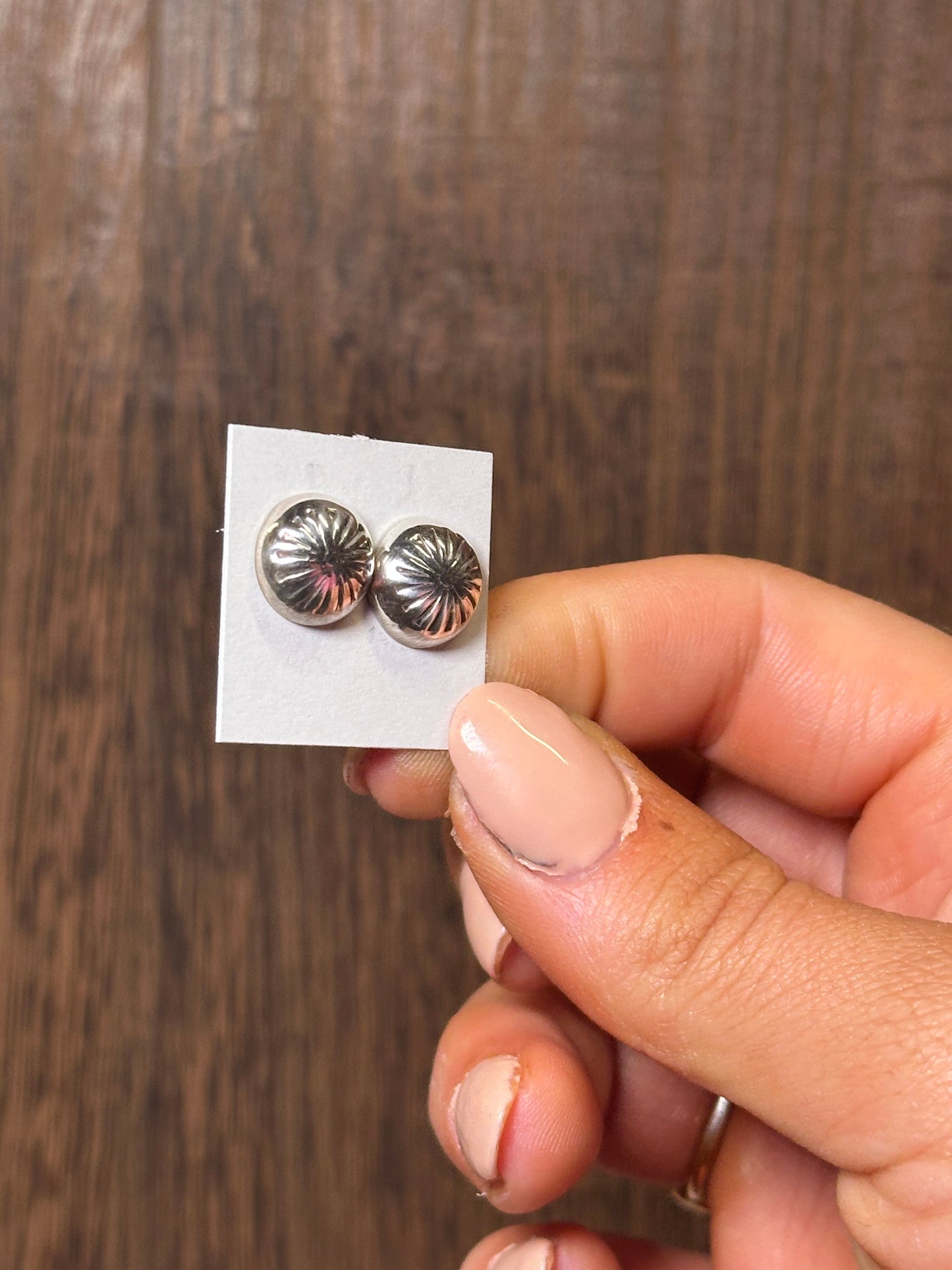 Navajo Sterling Silver Concho Stud Earrings