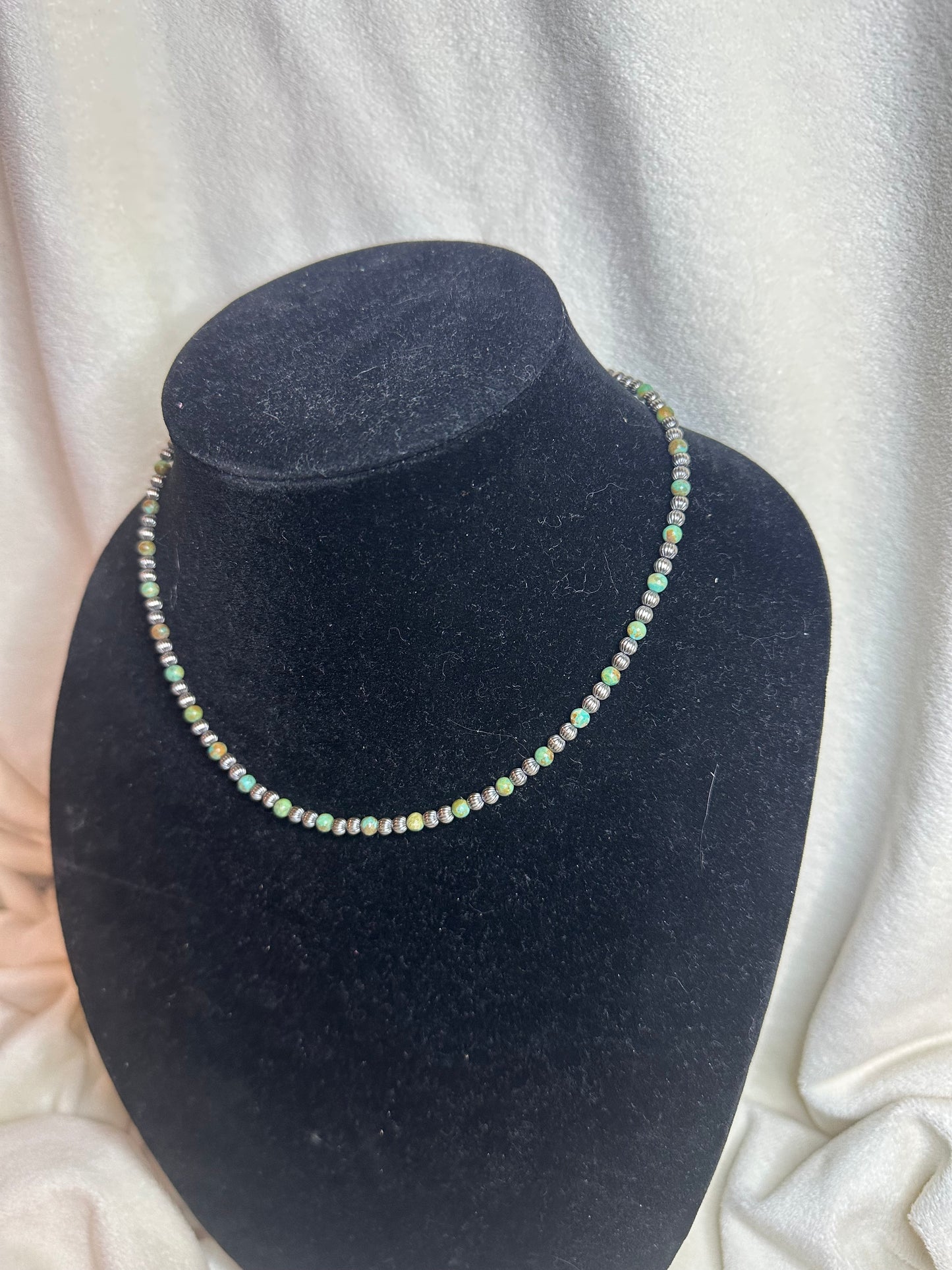 4mm corrugated x turquoise necklace