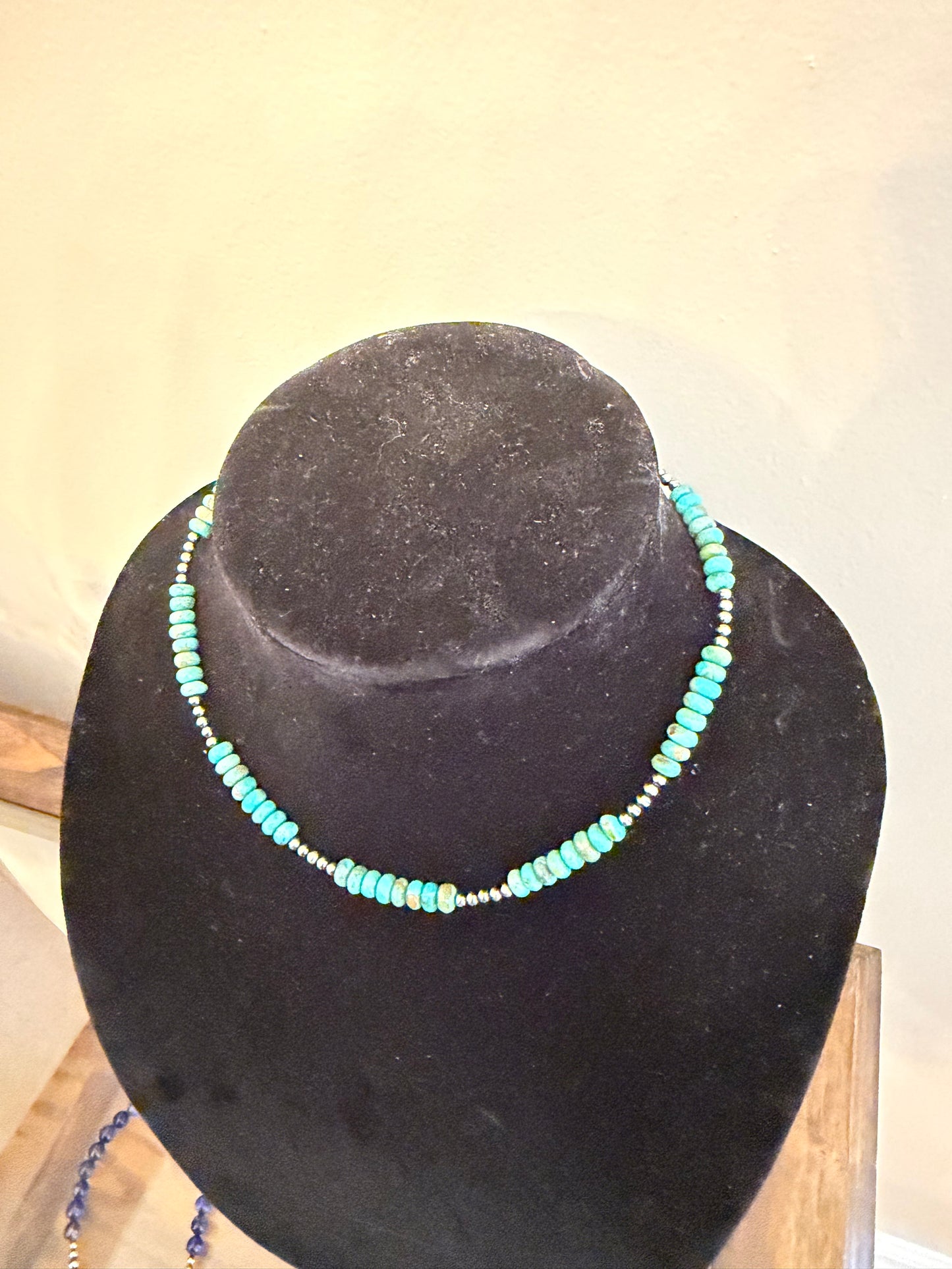 3-4mm pearl x turquoise rondelle necklace
