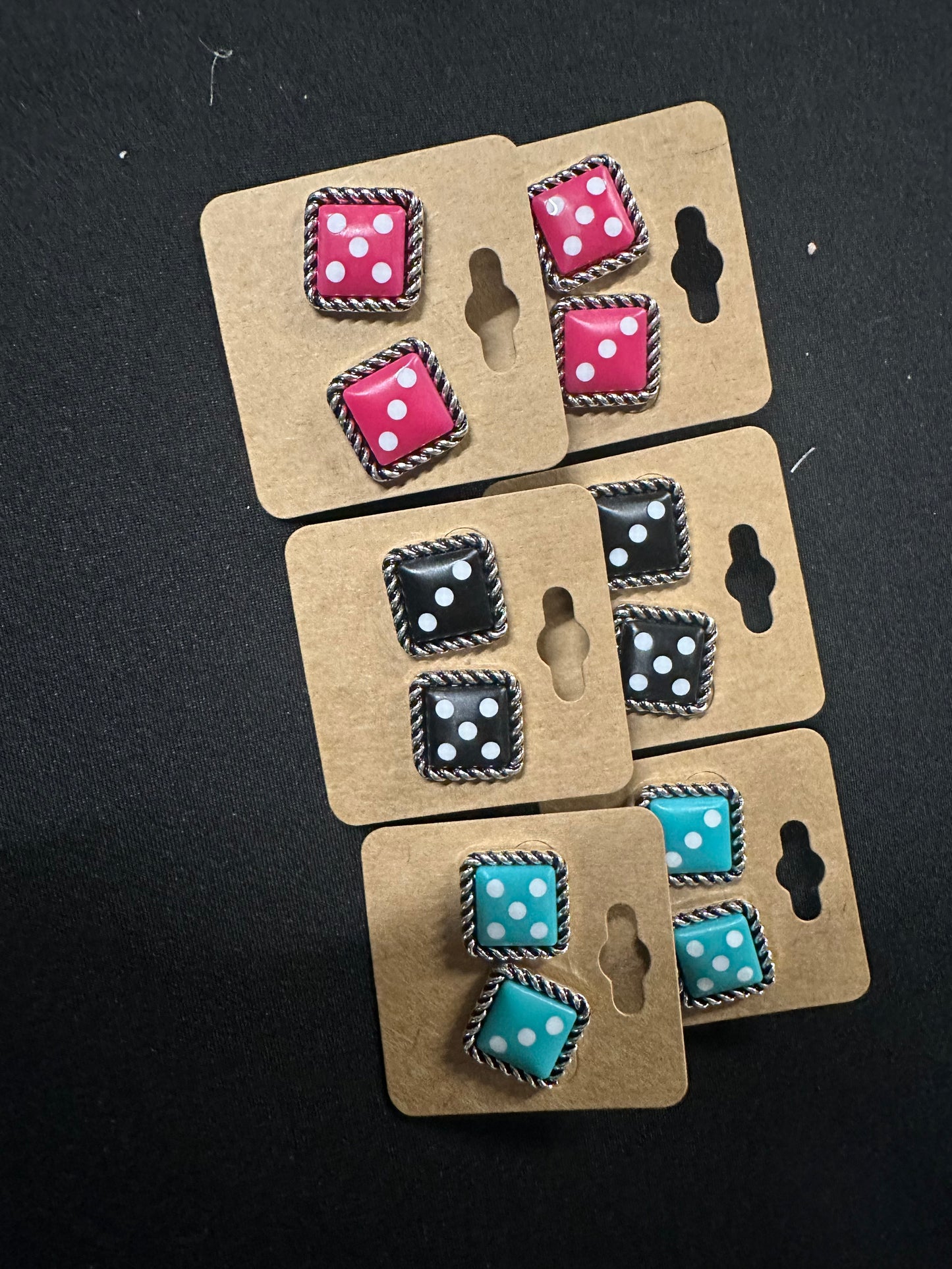 Dice theme stud earrings