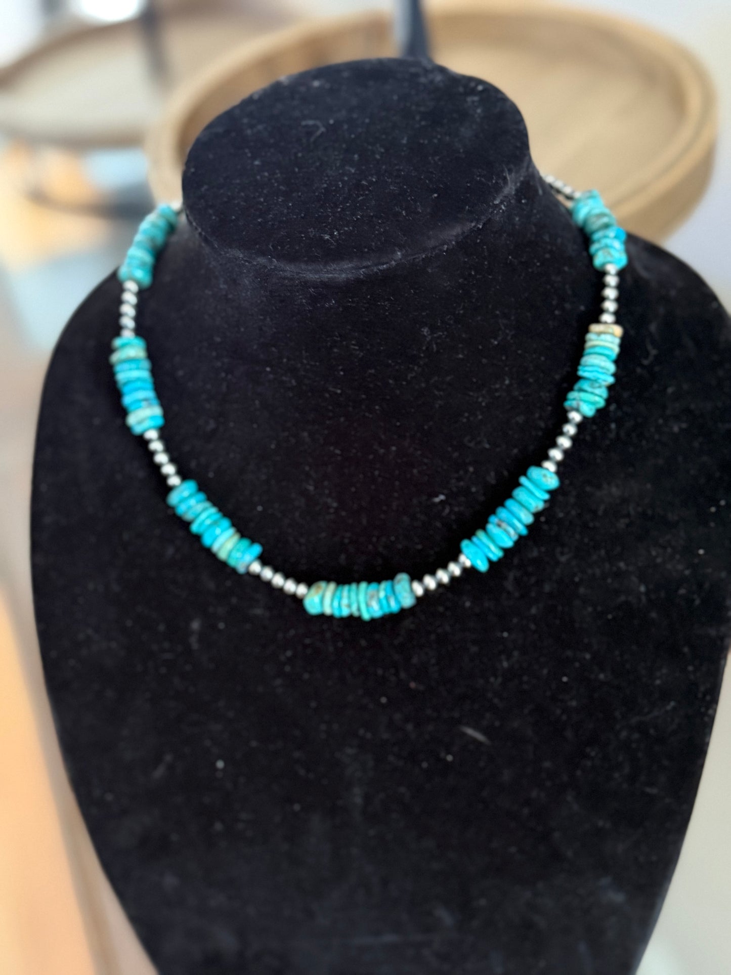 4mm pearl x turquoise necklace