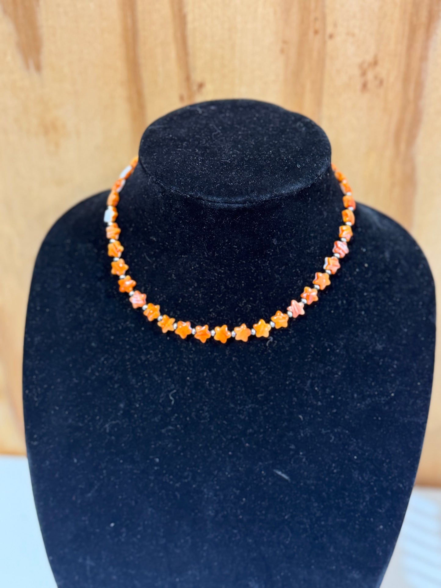 orange spiny stars choker necklace