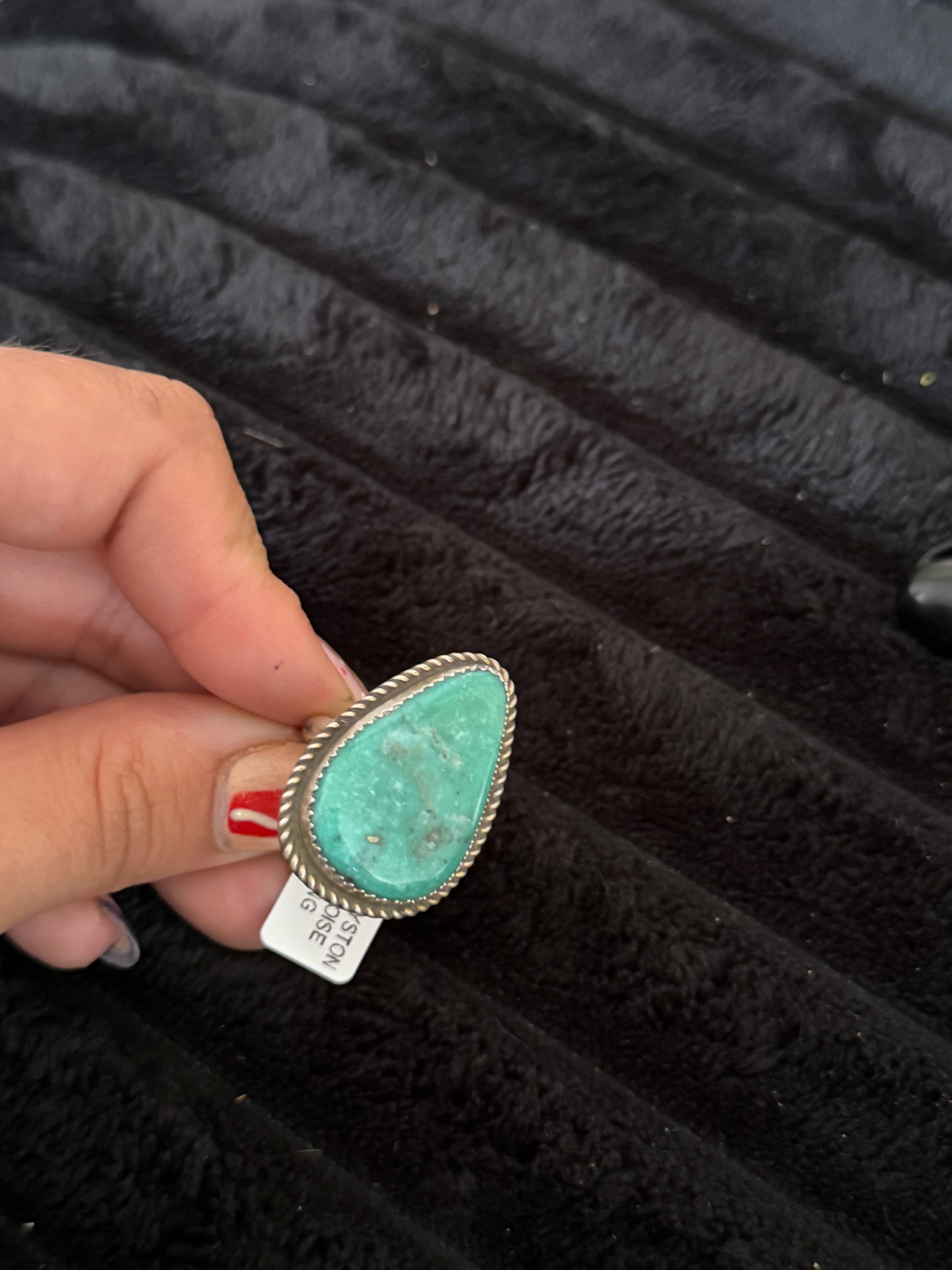 Navajo Handmade Royston Turquoise Adjustable Rings - Donovan Nez