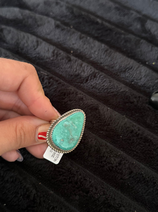 Navajo Handmade Royston Turquoise Adjustable Rings - Donovan Nez