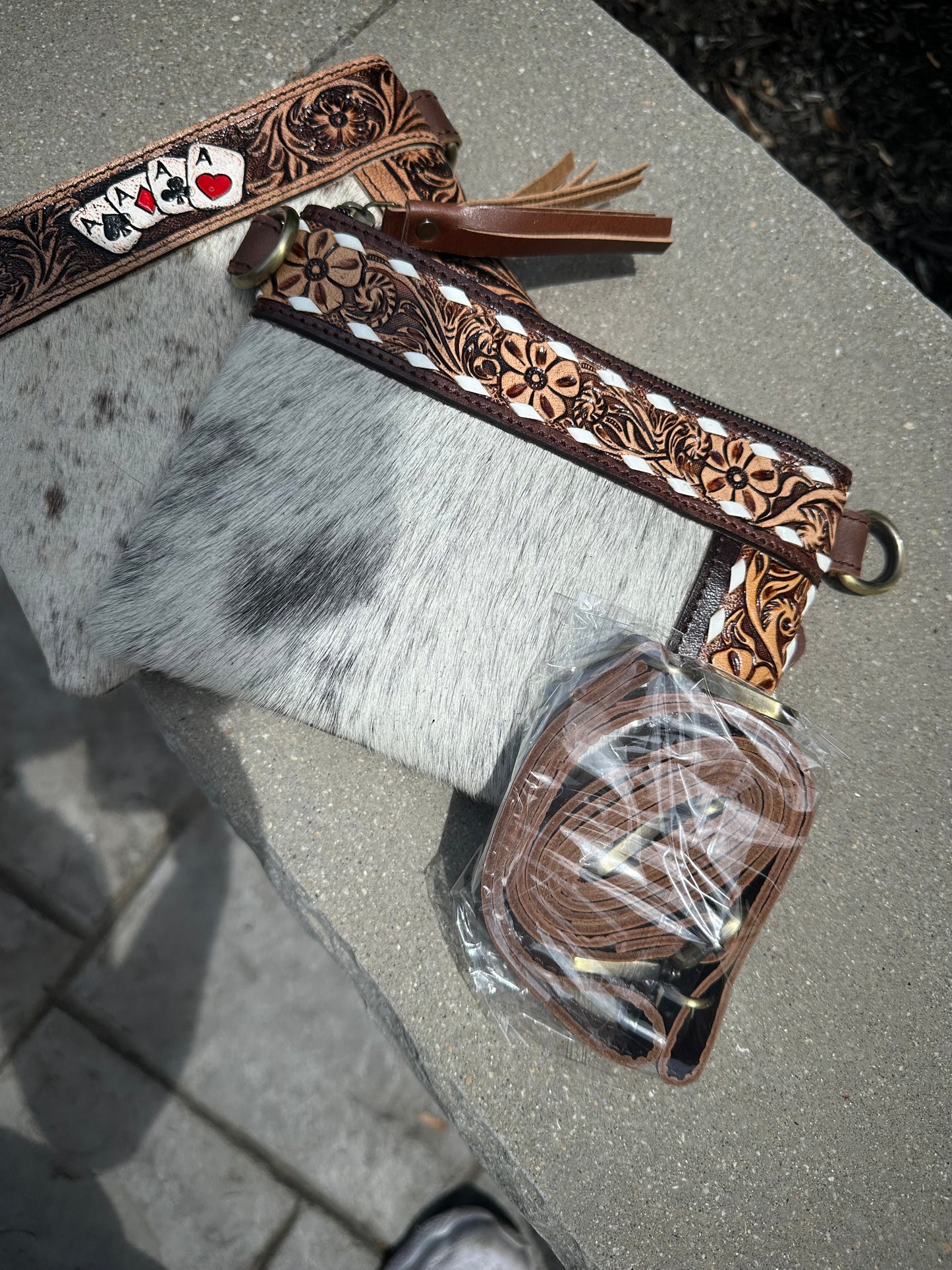 Genuine Cowhide / Leather - Crossbody / Clutch Purse