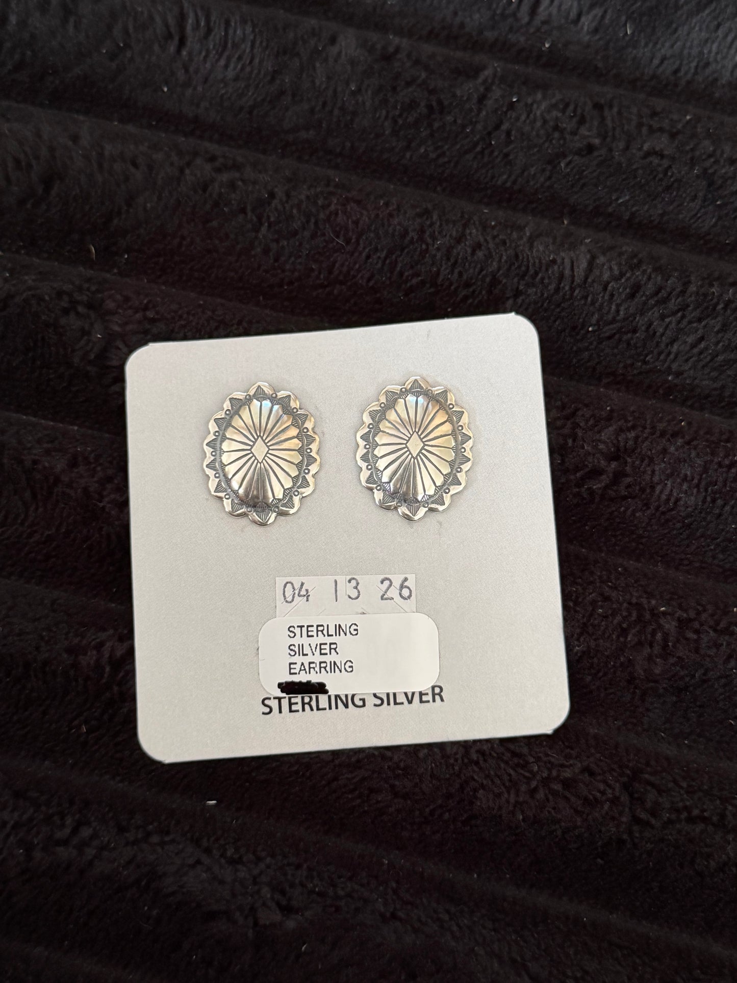 Sterling Silver Concho Earrings