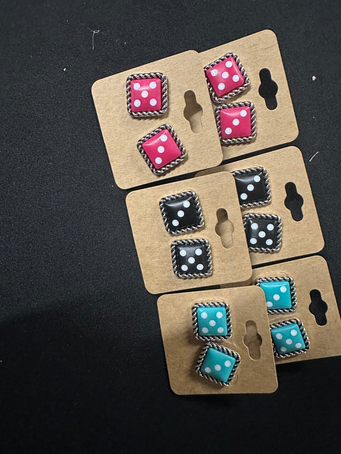 Dice theme stud earrings