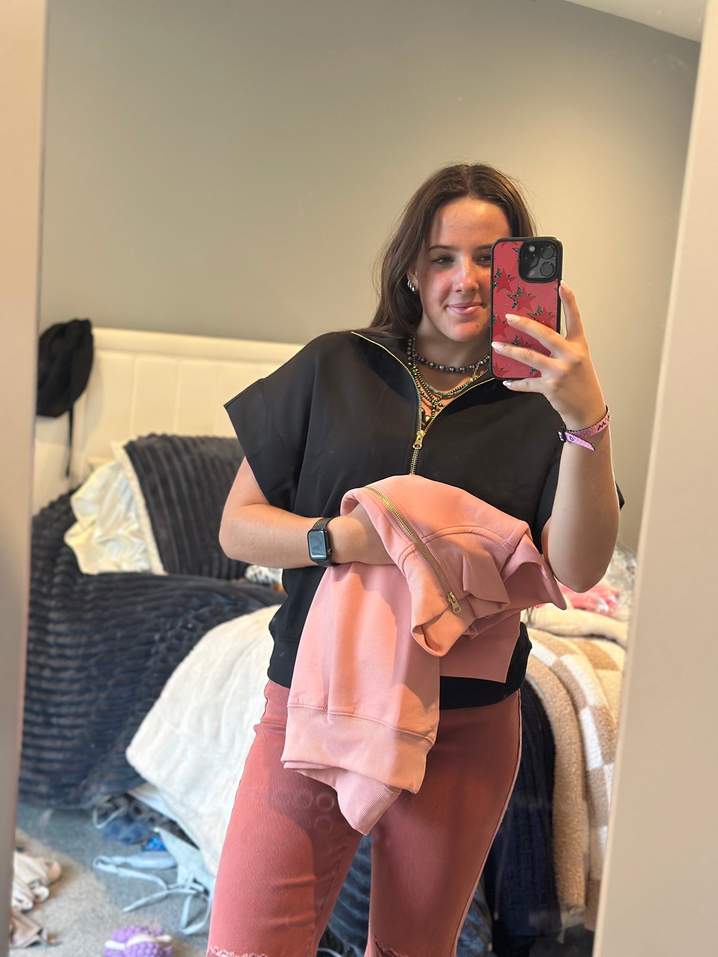 Scuba high neck half zip short sleeve pullover