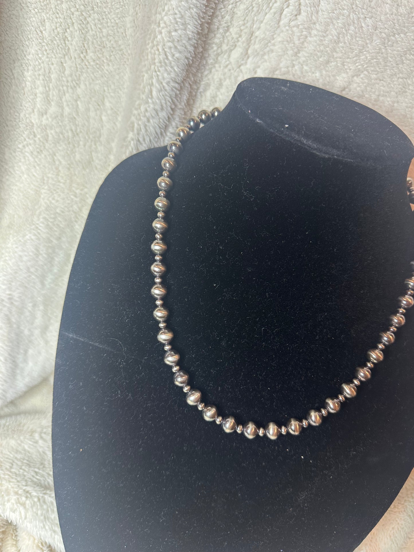 4mm+8mm sterling silver pearl necklace