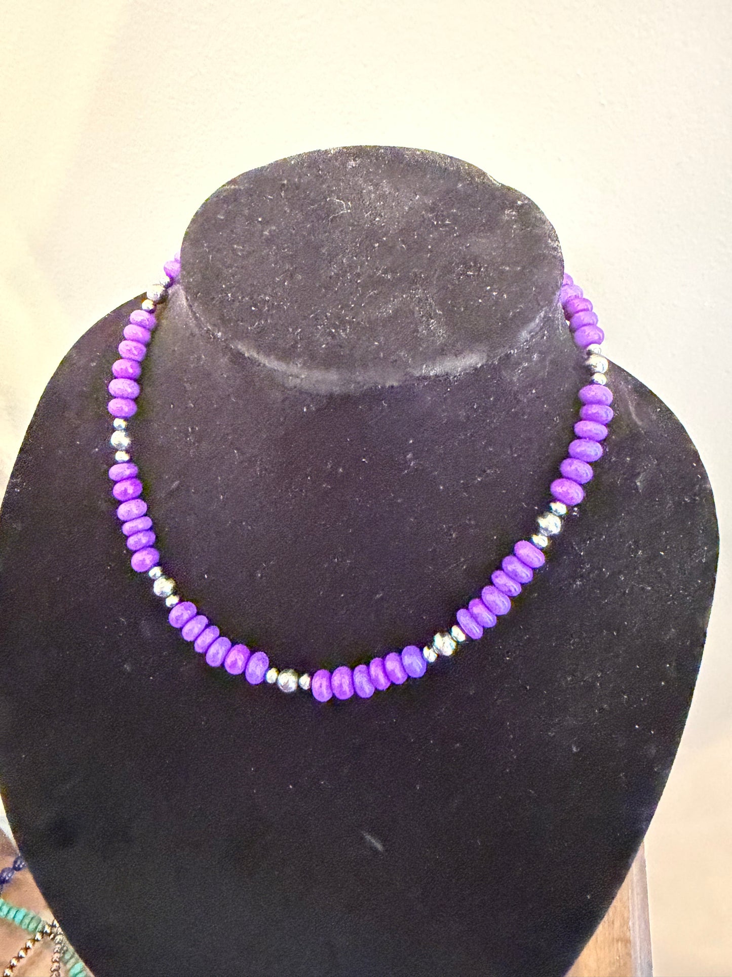 Purple opal x 4-6mm pearl necklace