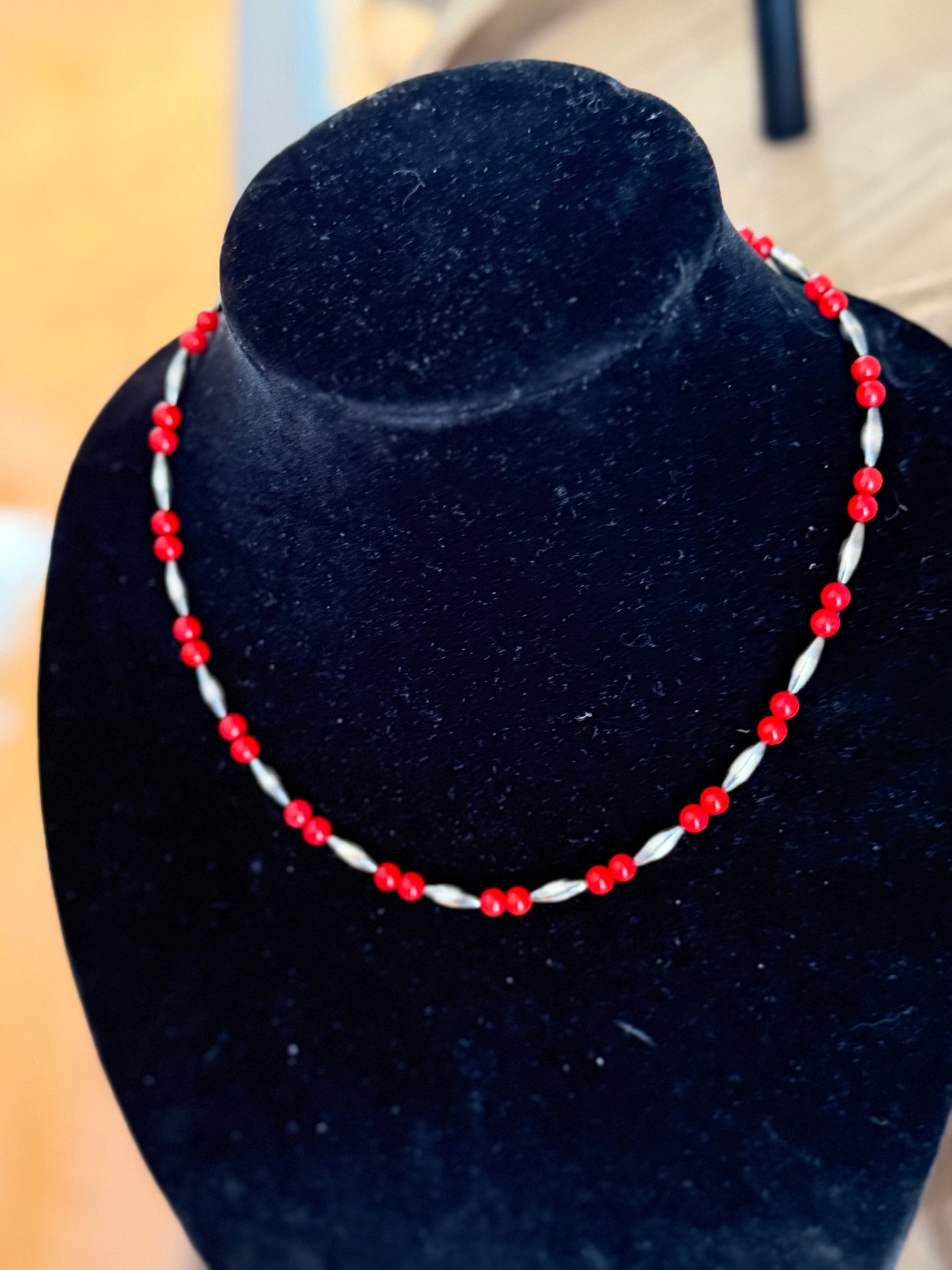 Red corral x Sterling torpedo necklace