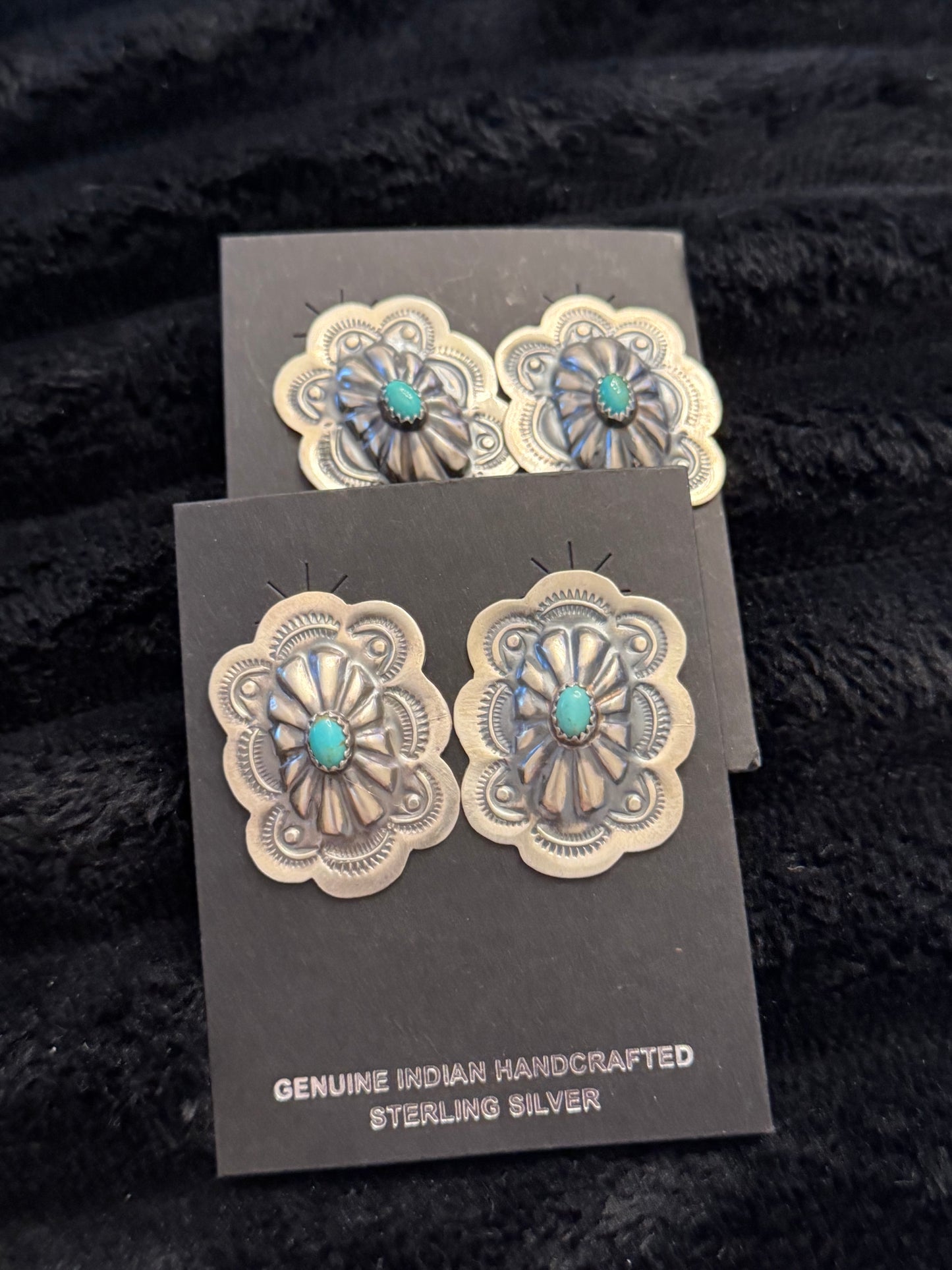 Navajo Handmade Kingman Turquoise Earrings - Lavina Benally