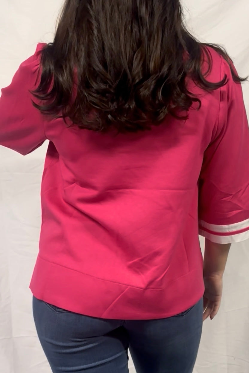 Color Contrast Accent Standing Neck Solid Top