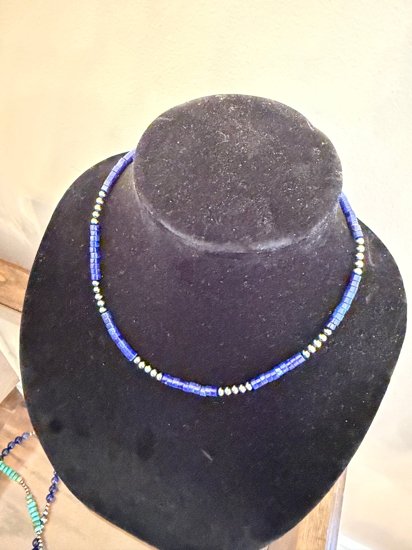 4mm x blue lapis heishi necklace