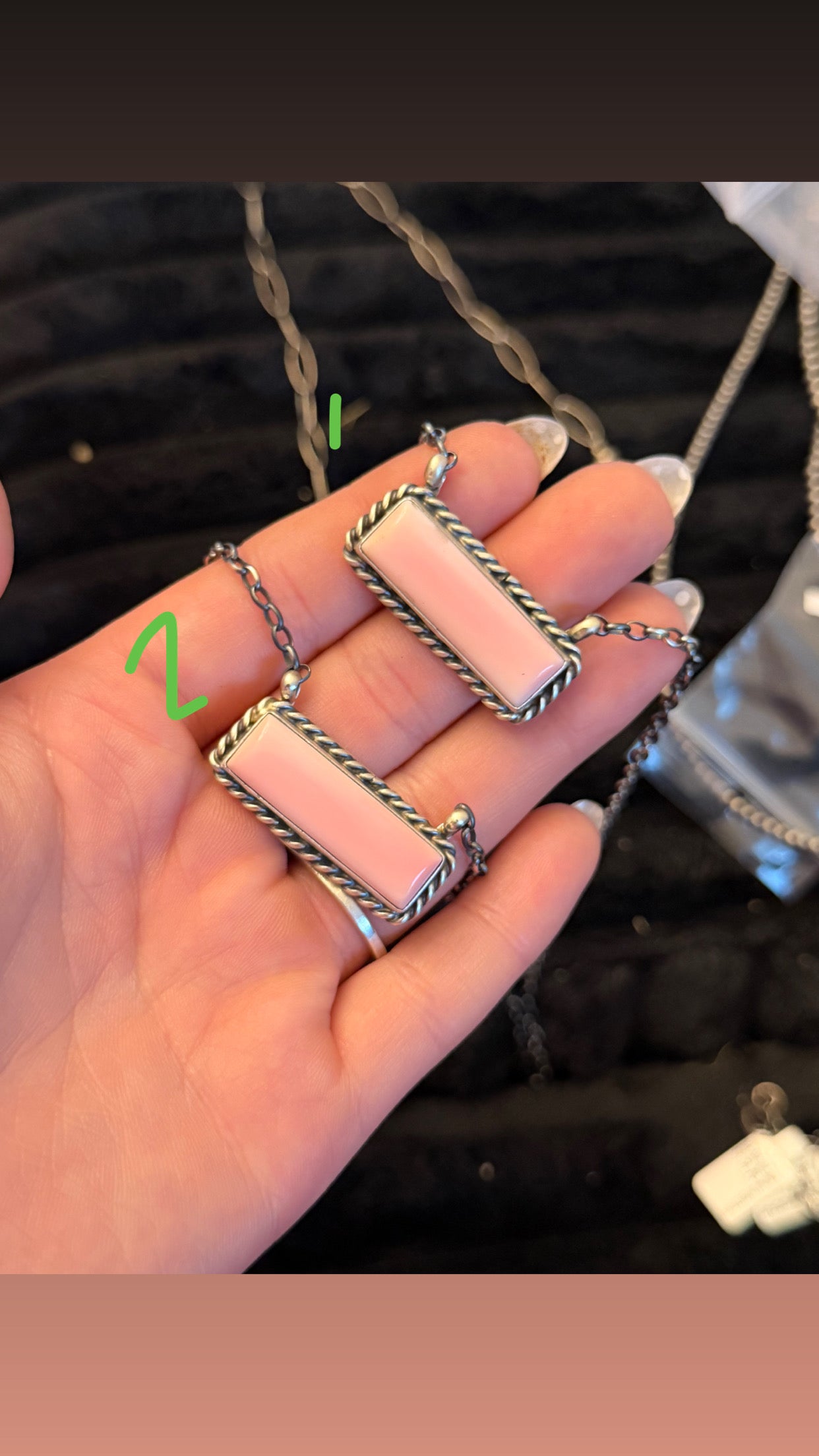 handmade navajo pink conch stone bar necklace
