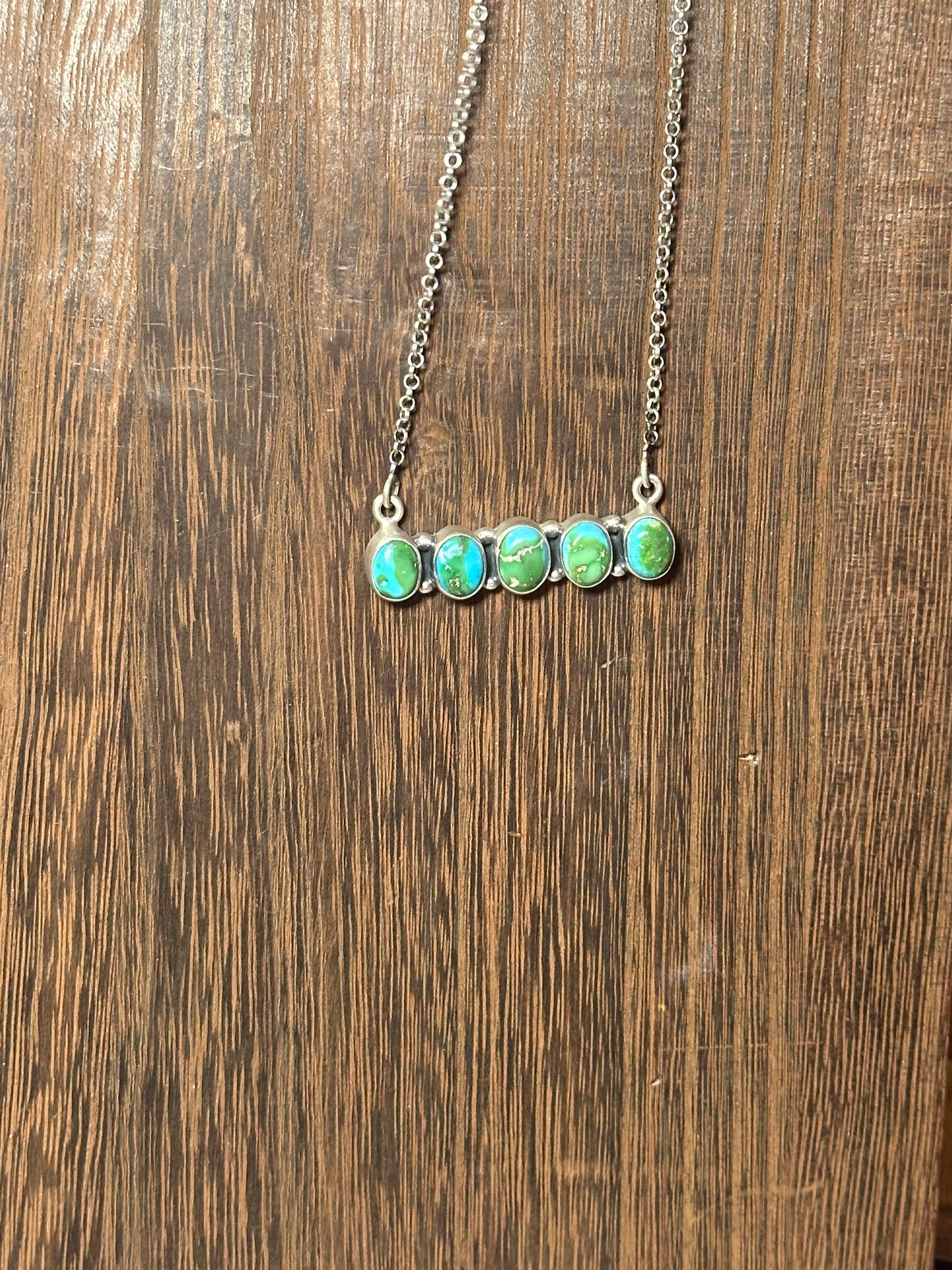 Handmade Sterling Silver & Sonoran Mountain Turquoise Bar Necklace