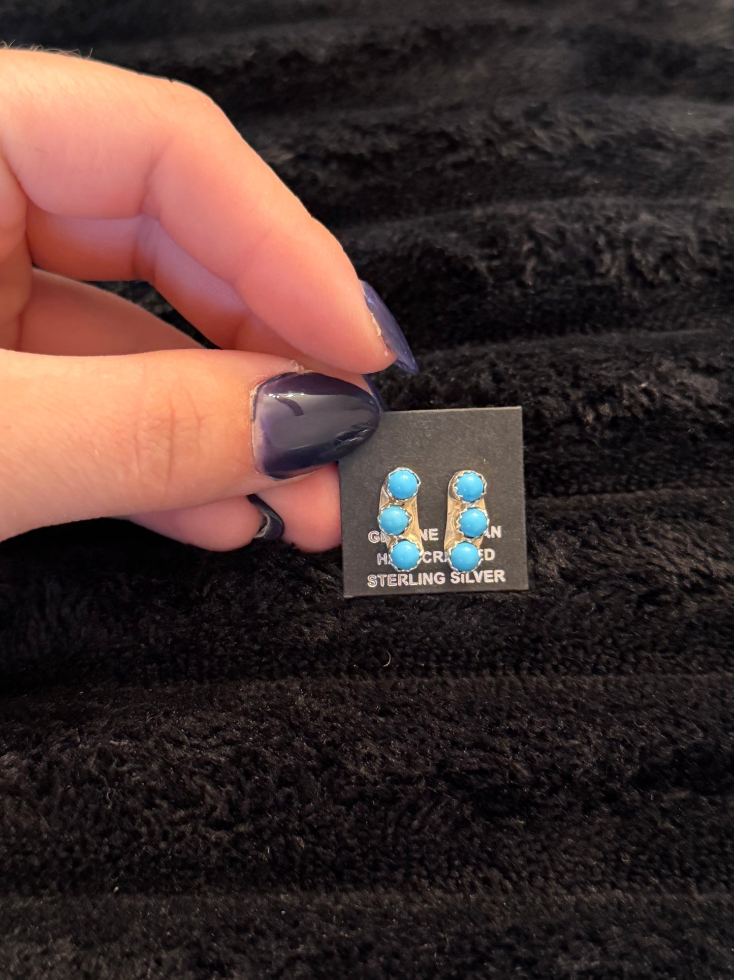 Zuni Handmade Kingman Turquoise Earrings - Janice Spencer