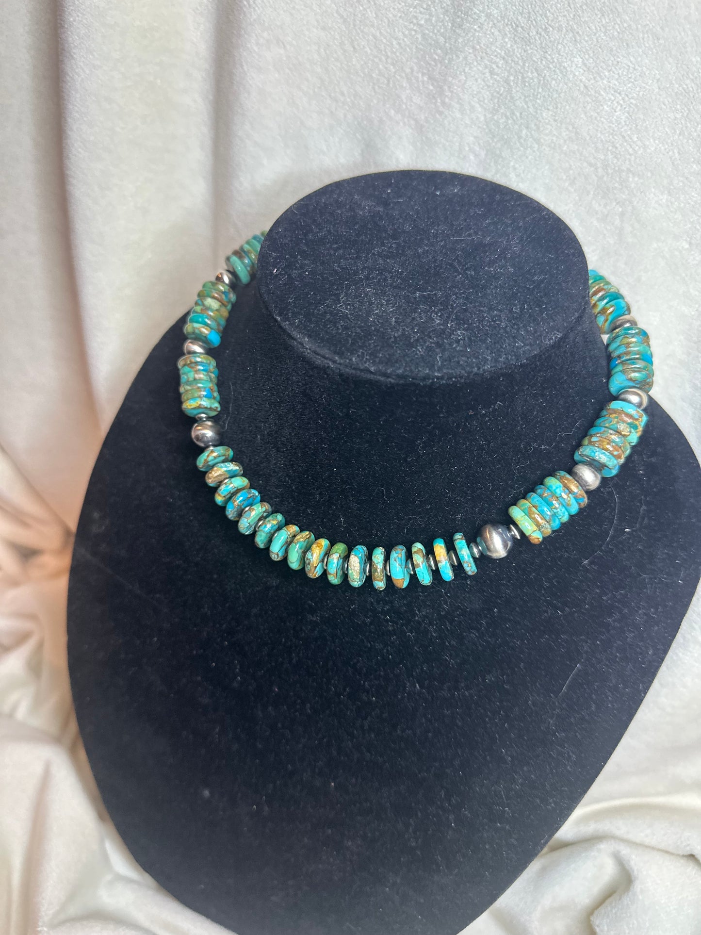 4-8mm turquoise x bronze necklace