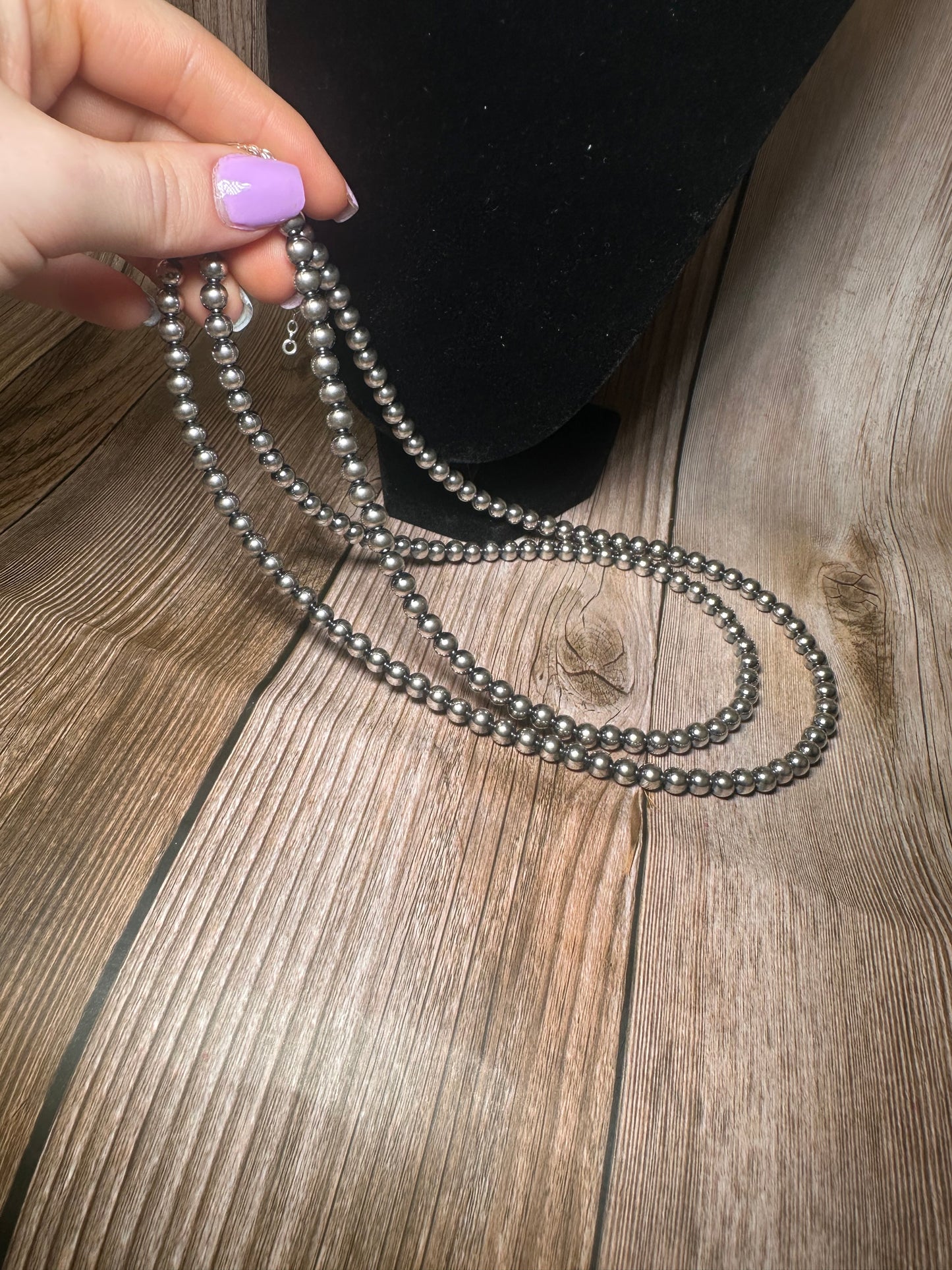 6mm Sterling Silver Pearls Necklace