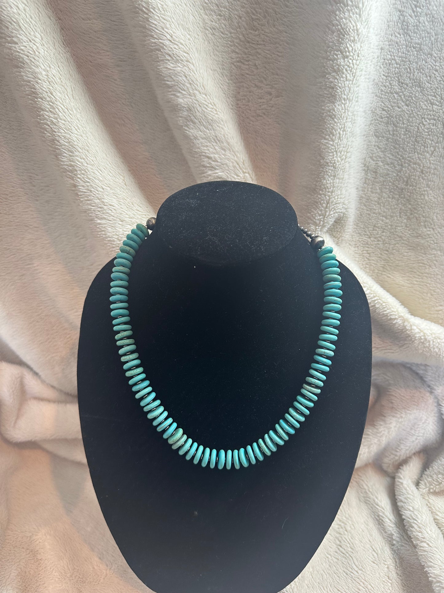 4mm navajo pearl + turquoise disc beads