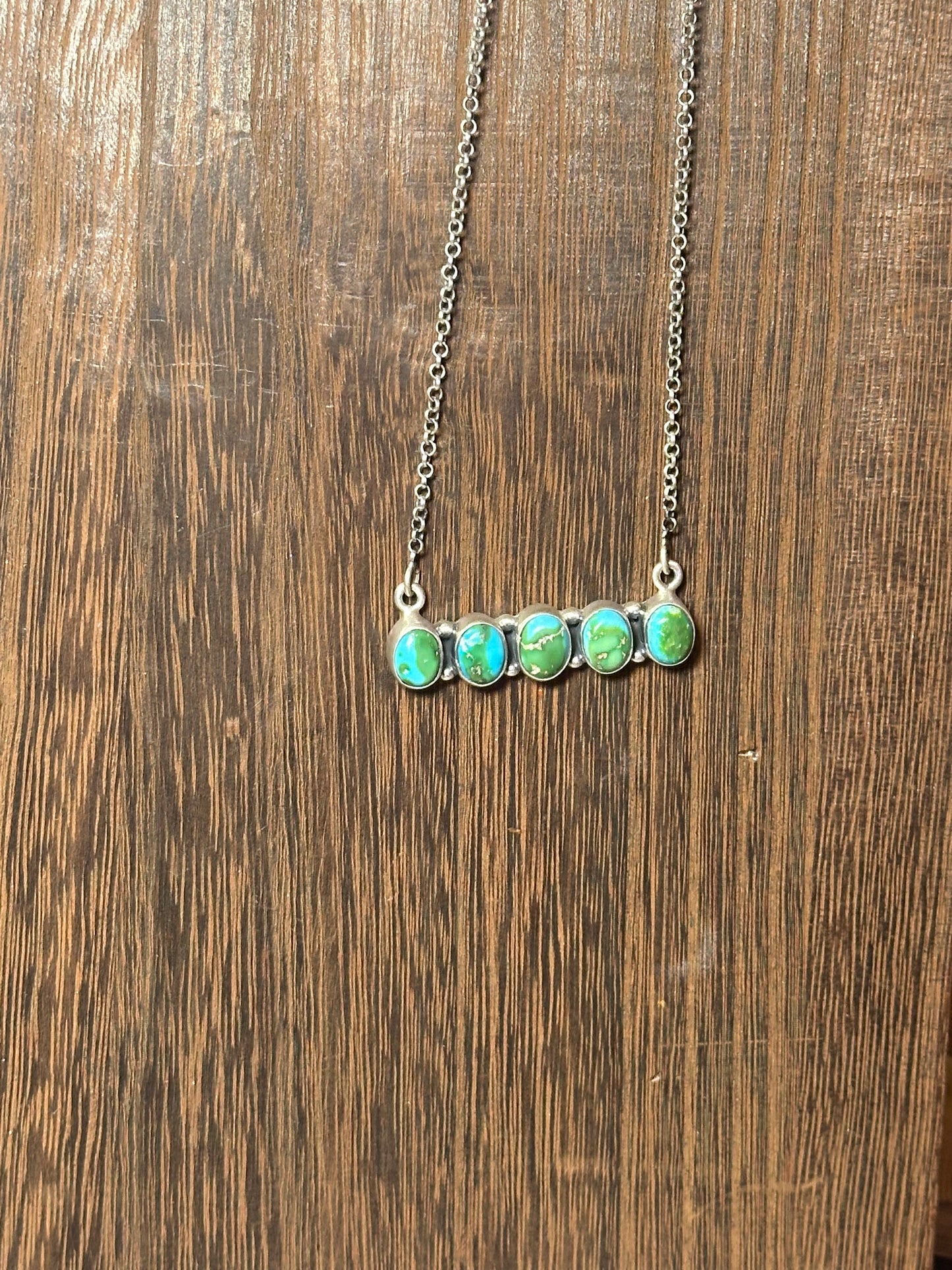 Handmade Sterling Silver & Sonoran Mountain Turquoise Bar Necklace