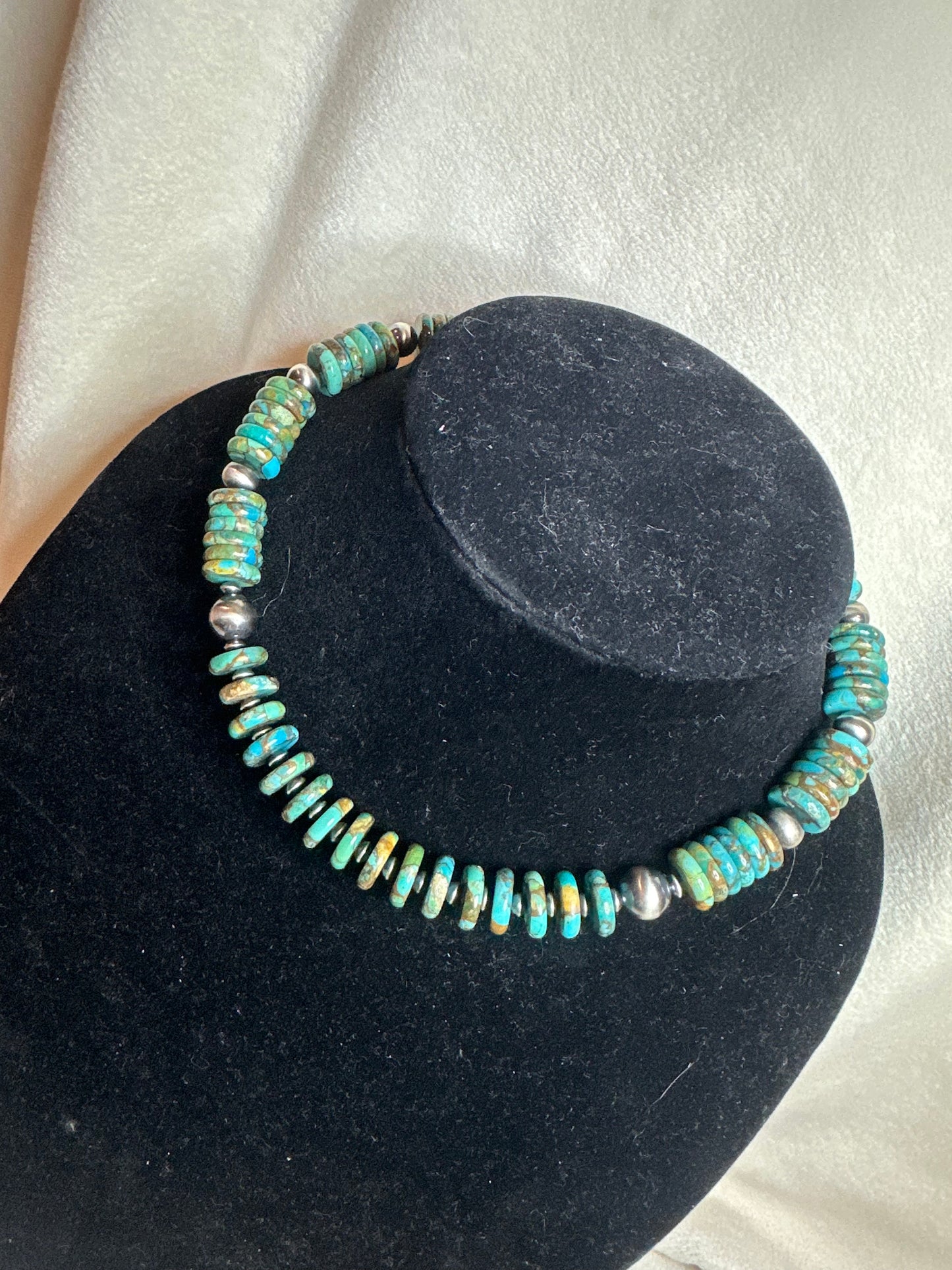 4-8mm turquoise x bronze necklace