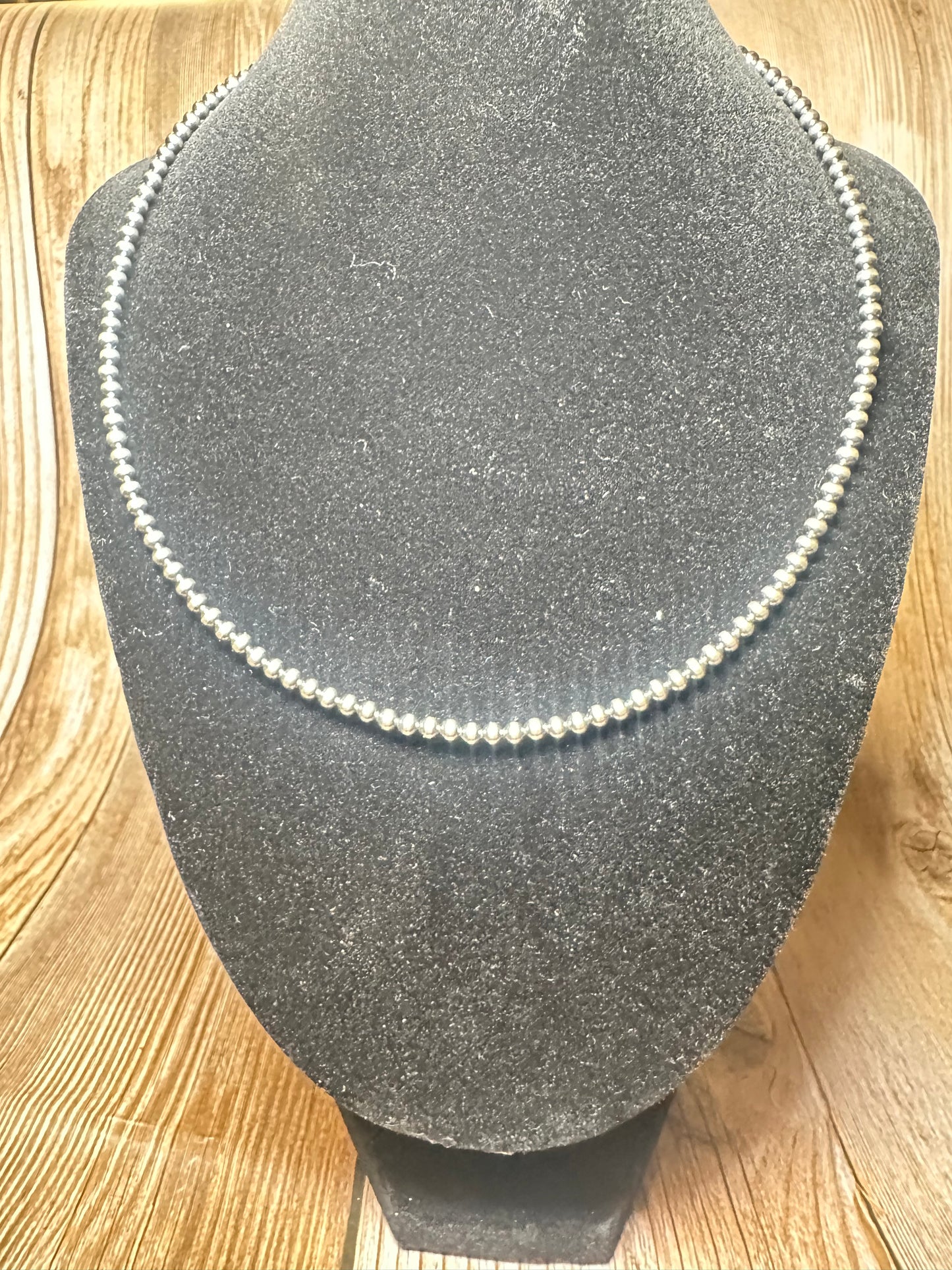 14 inch 3mm Sterling Silver Pearls Necklace