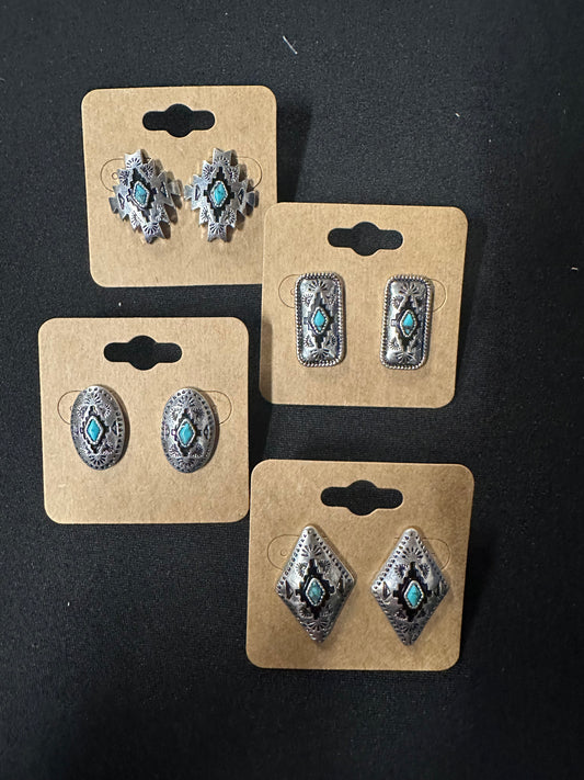 Western Aztec stud earrings