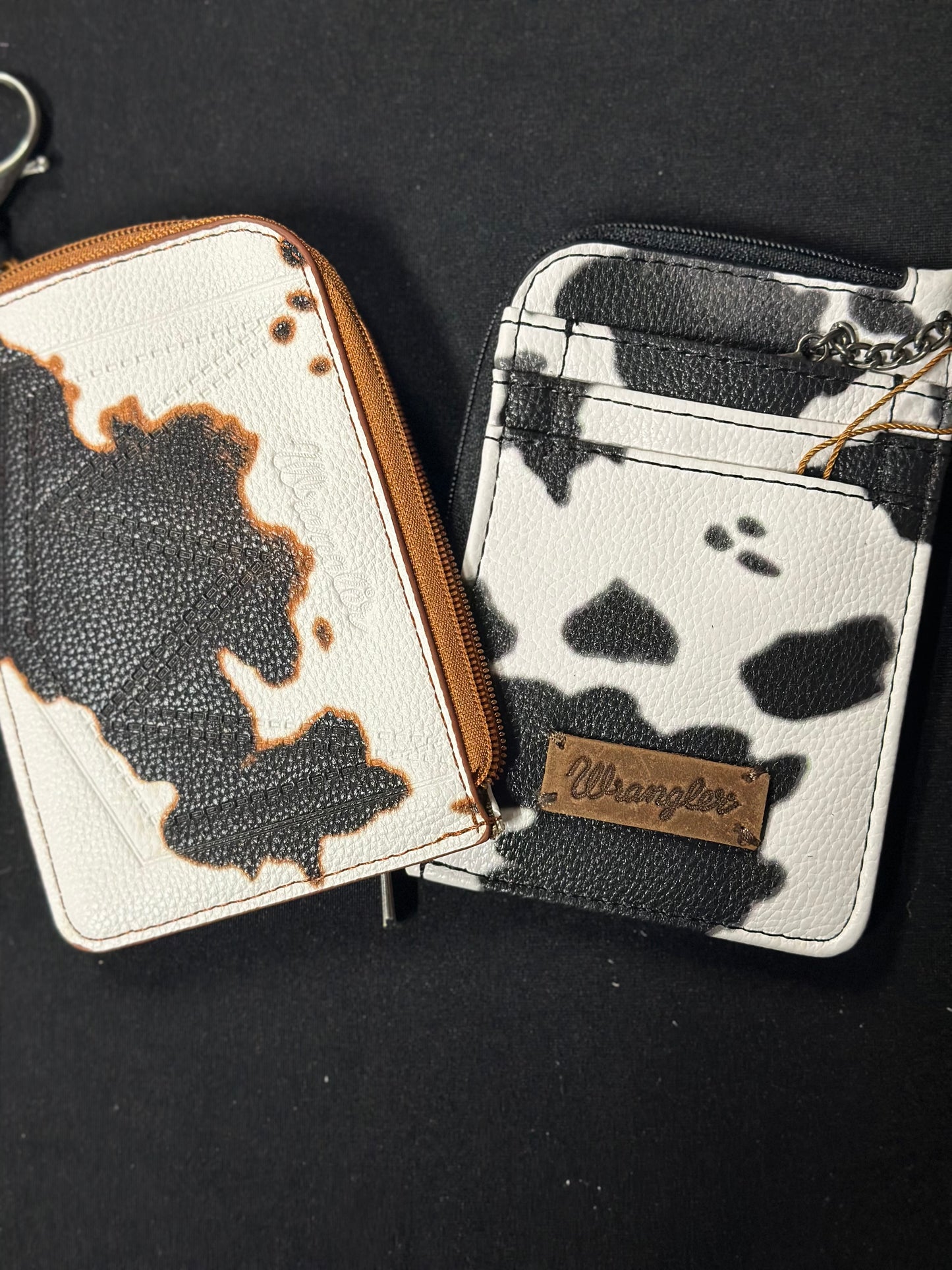 Wrangler Cow Print Print Mini Zip Card Case