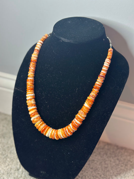 8-18mm orange spiny graduated necklace