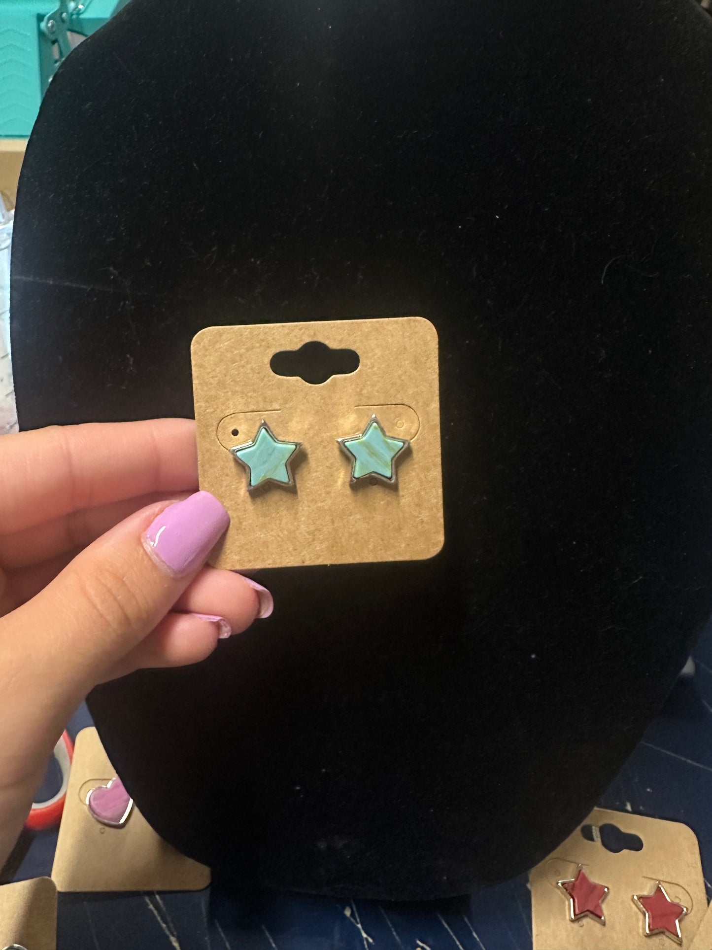 Star Shape Agate Stone Stud Earrings