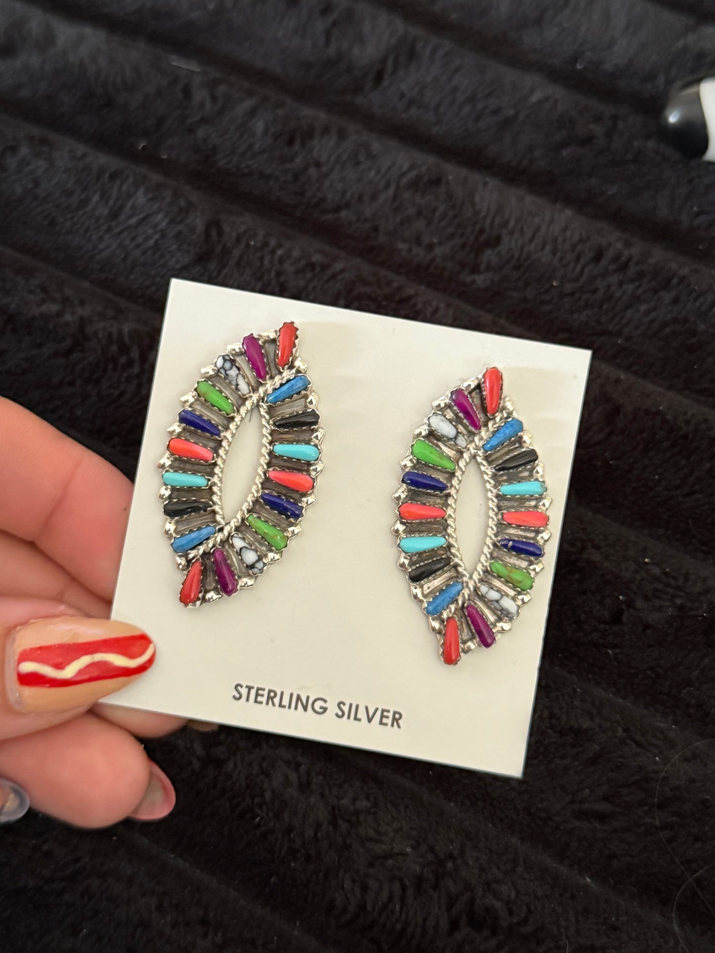 Navajo Handmade Multi Stone Earrings - Tamara Benally