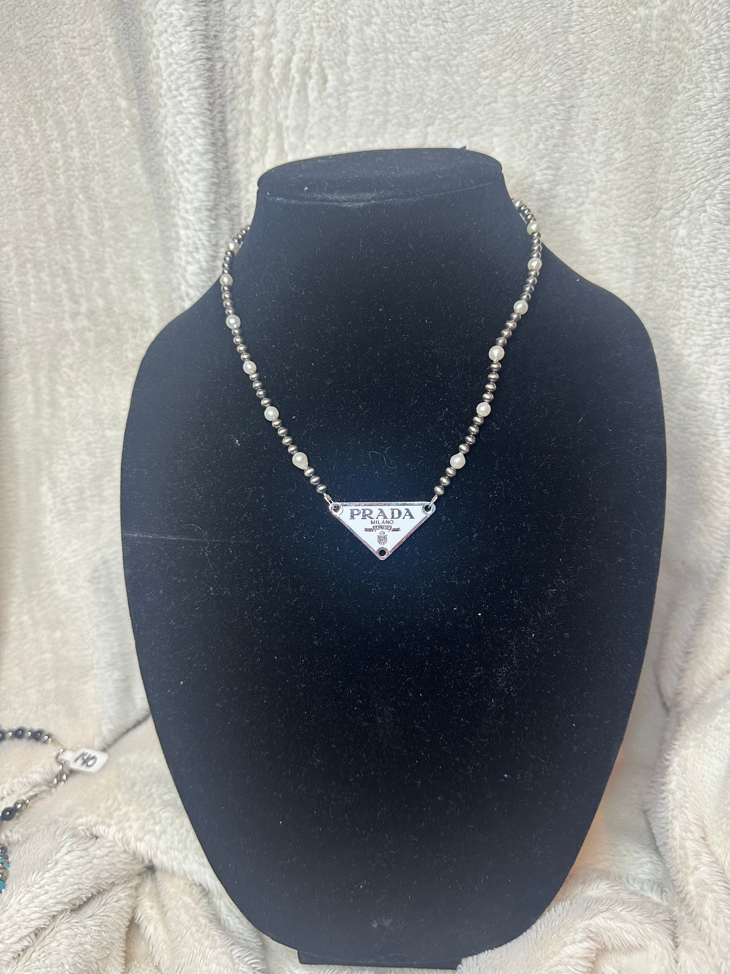 4mm pearl freshwater pearl PRADA pendant necklace