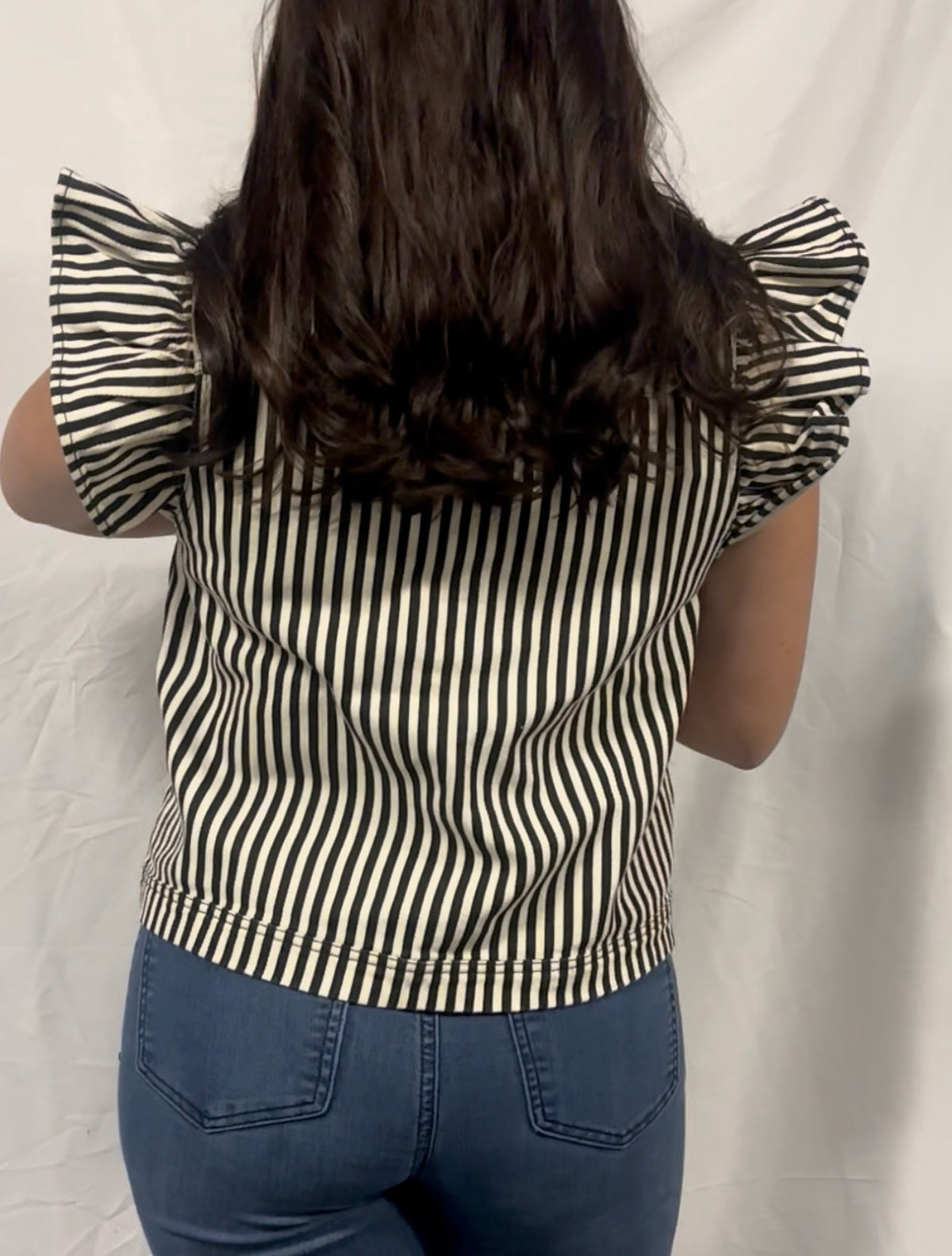 Ruffled Sleeve Stripe Casual Vest