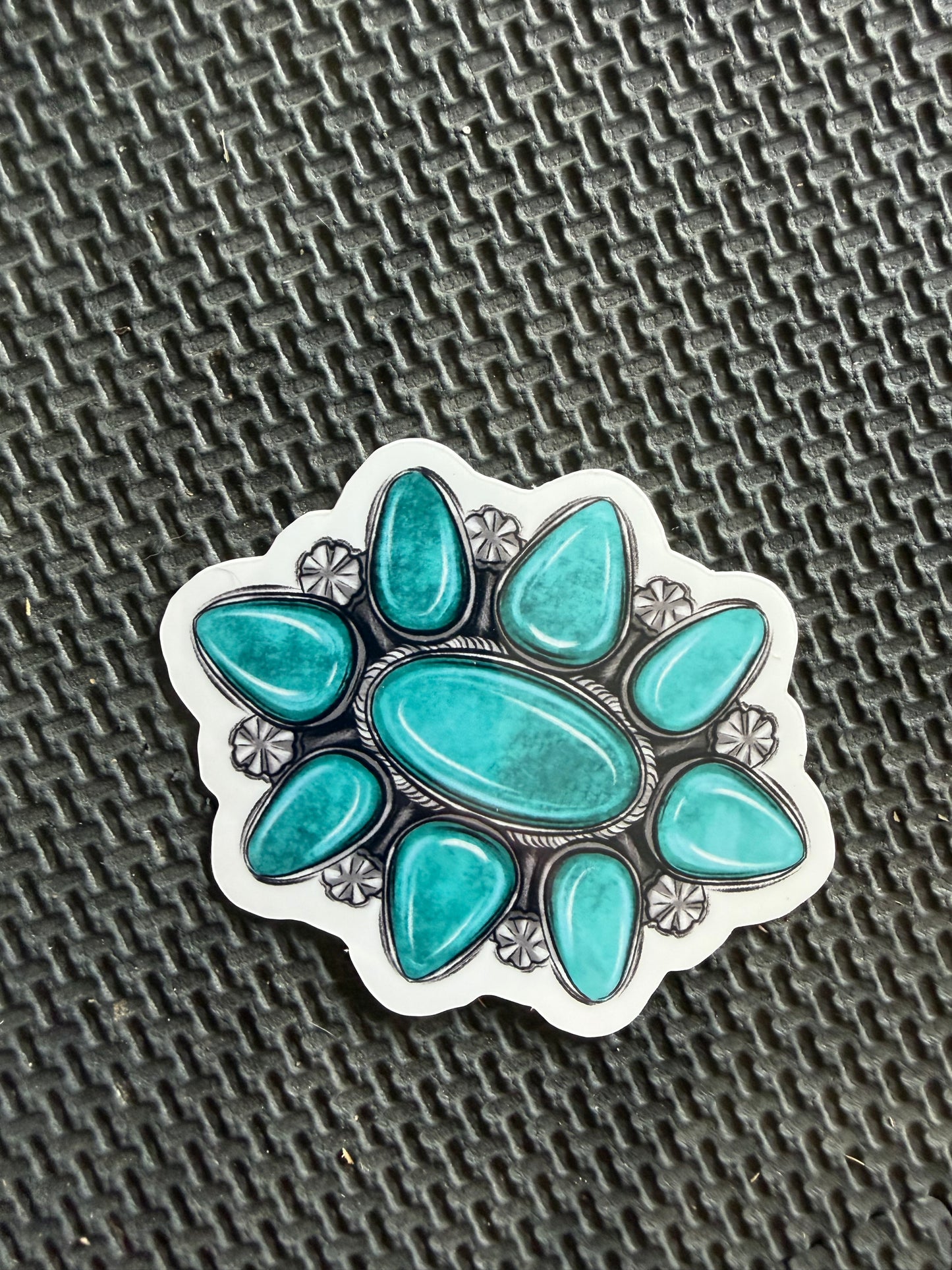 turquoise concho die cut sticker