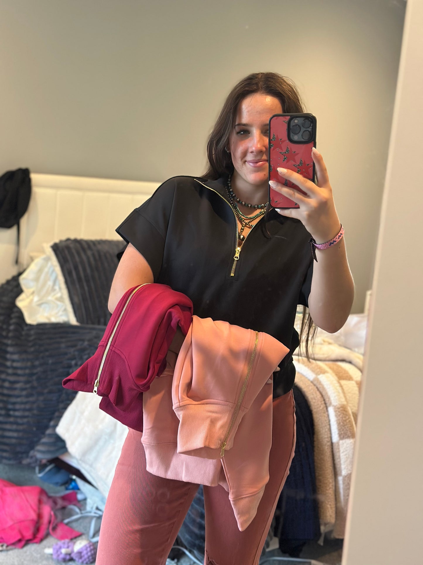 Scuba high neck half zip short sleeve pullover