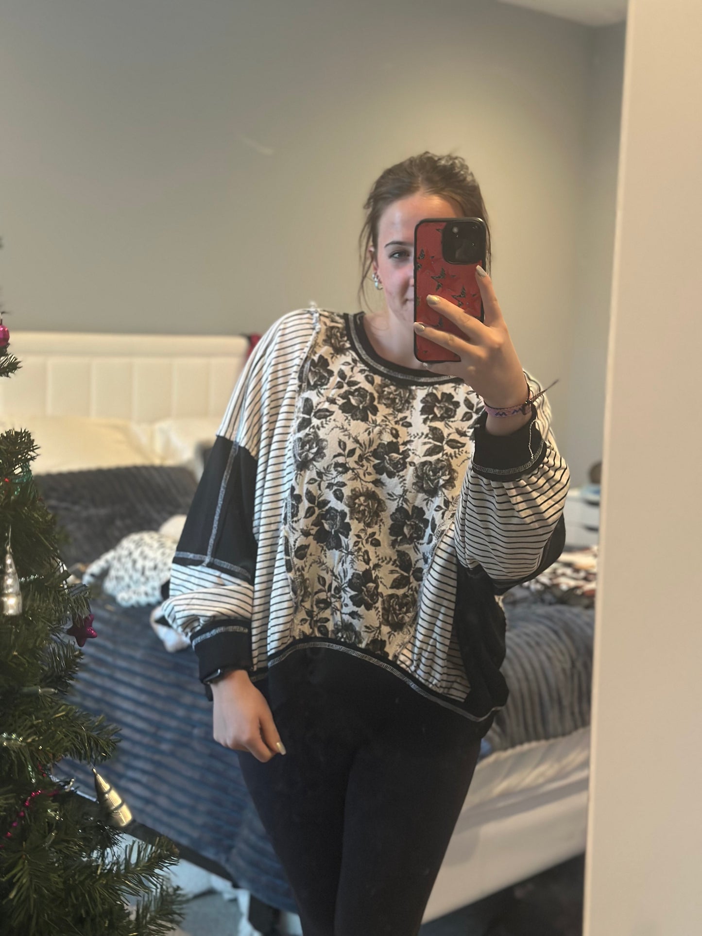 Rose Twill And Stripe Mix And Match Top