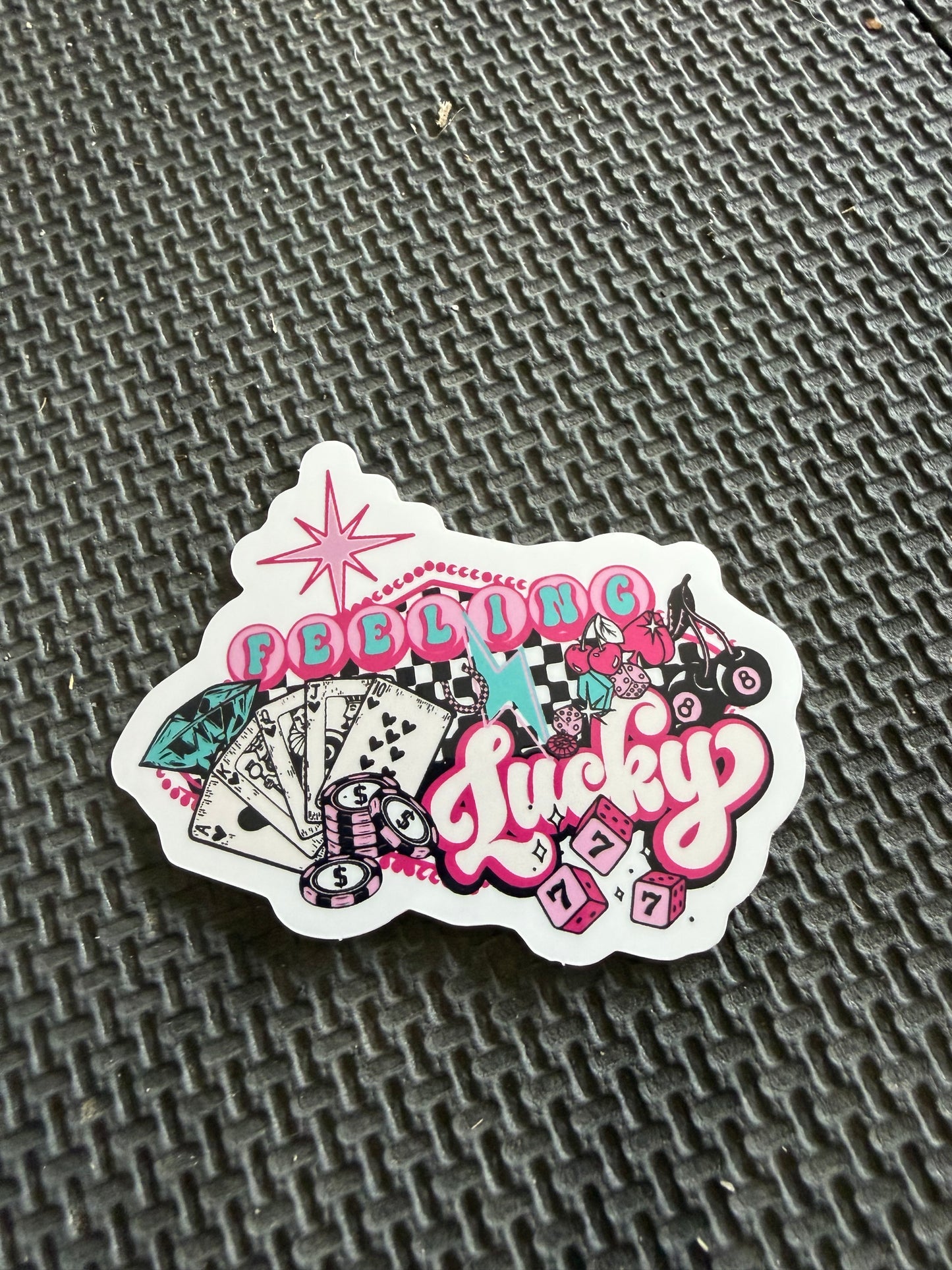 feeling lucky die cut sticker
