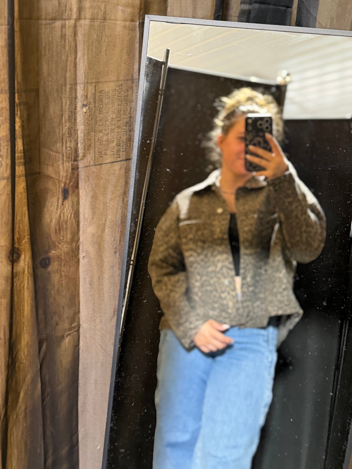 Leopard Printed Denim Jacket