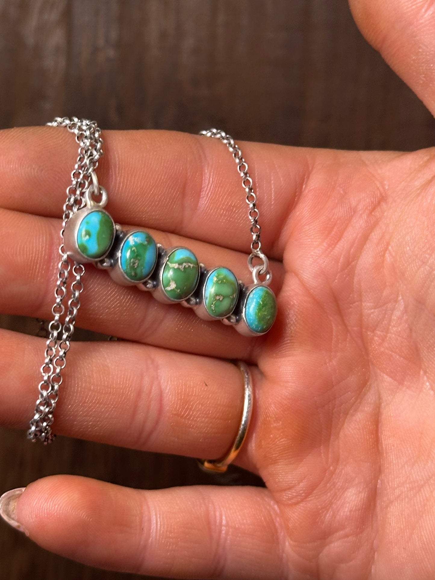 Handmade Sterling Silver & Sonoran Mountain Turquoise Bar Necklace