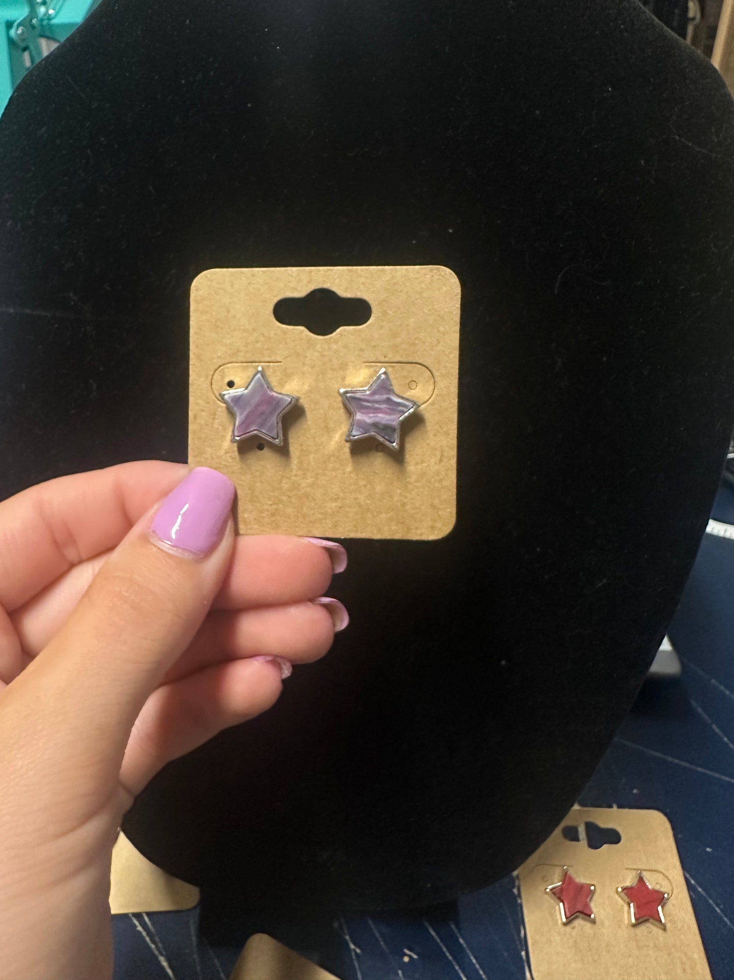 Star Shape Agate Stone Stud Earrings