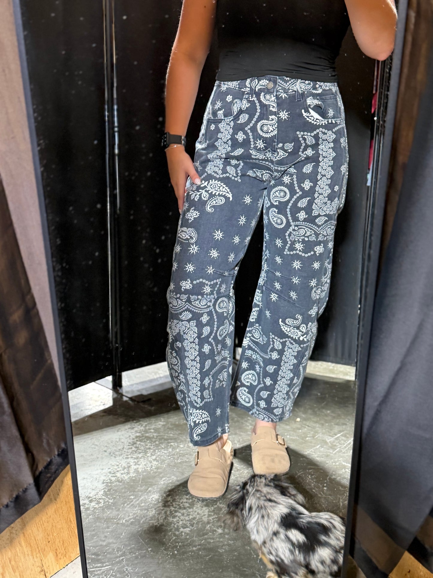 Paisley Printed Denim Pants