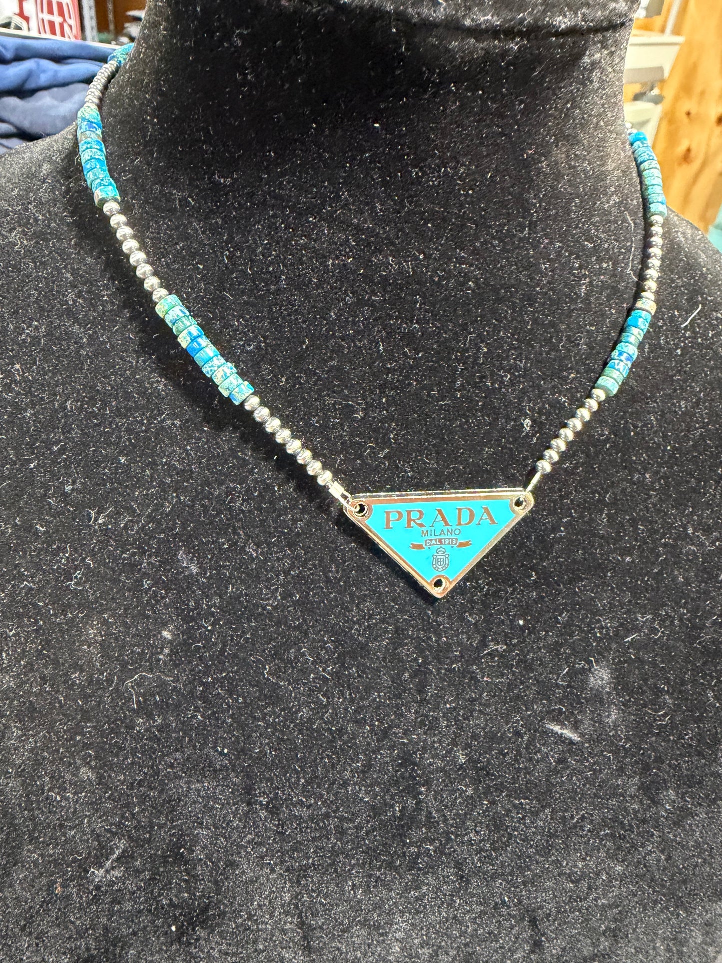 dark blue turquoise x PRADA necklace